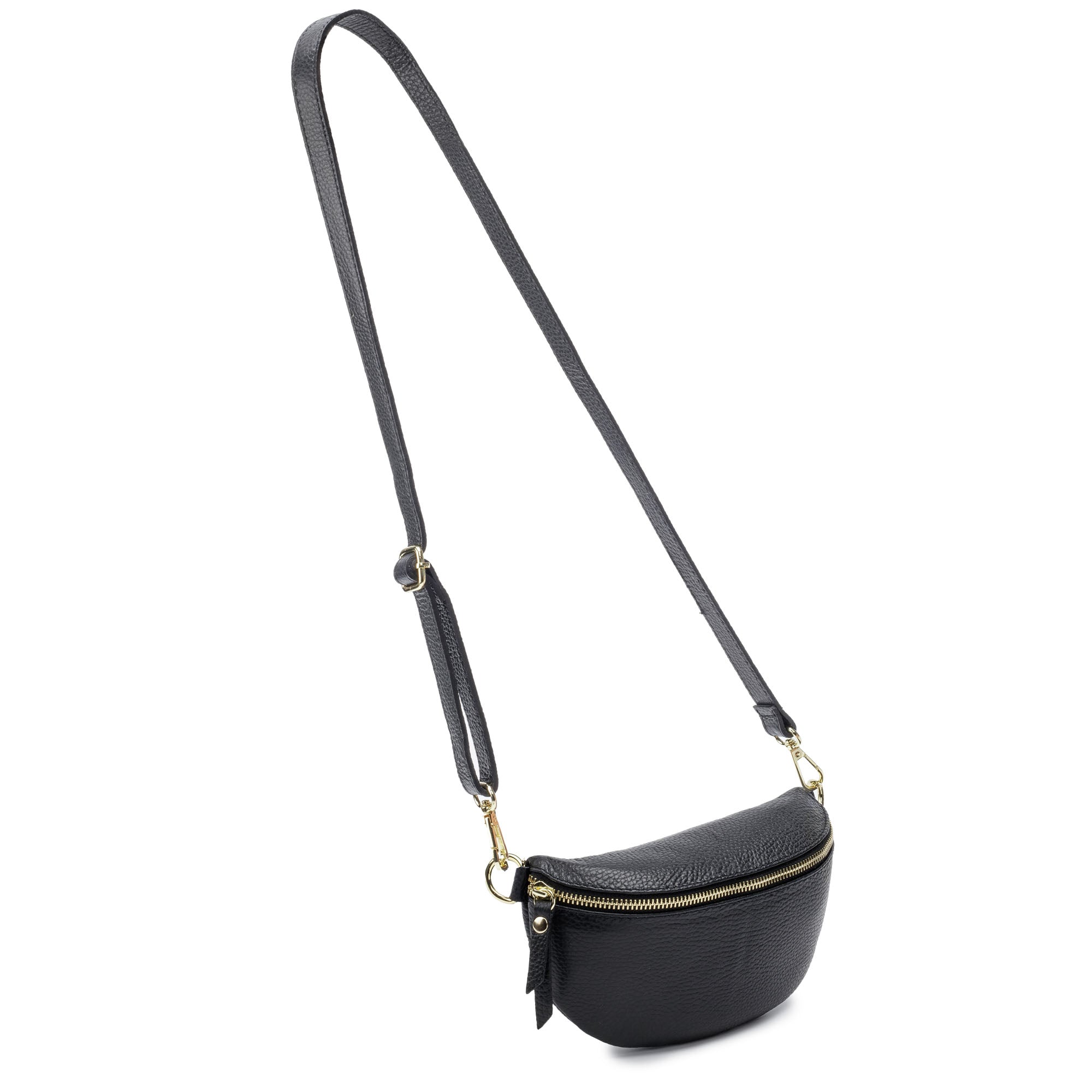 Elie Beaumont Sling Bag - Black with Grey Chevron Strap