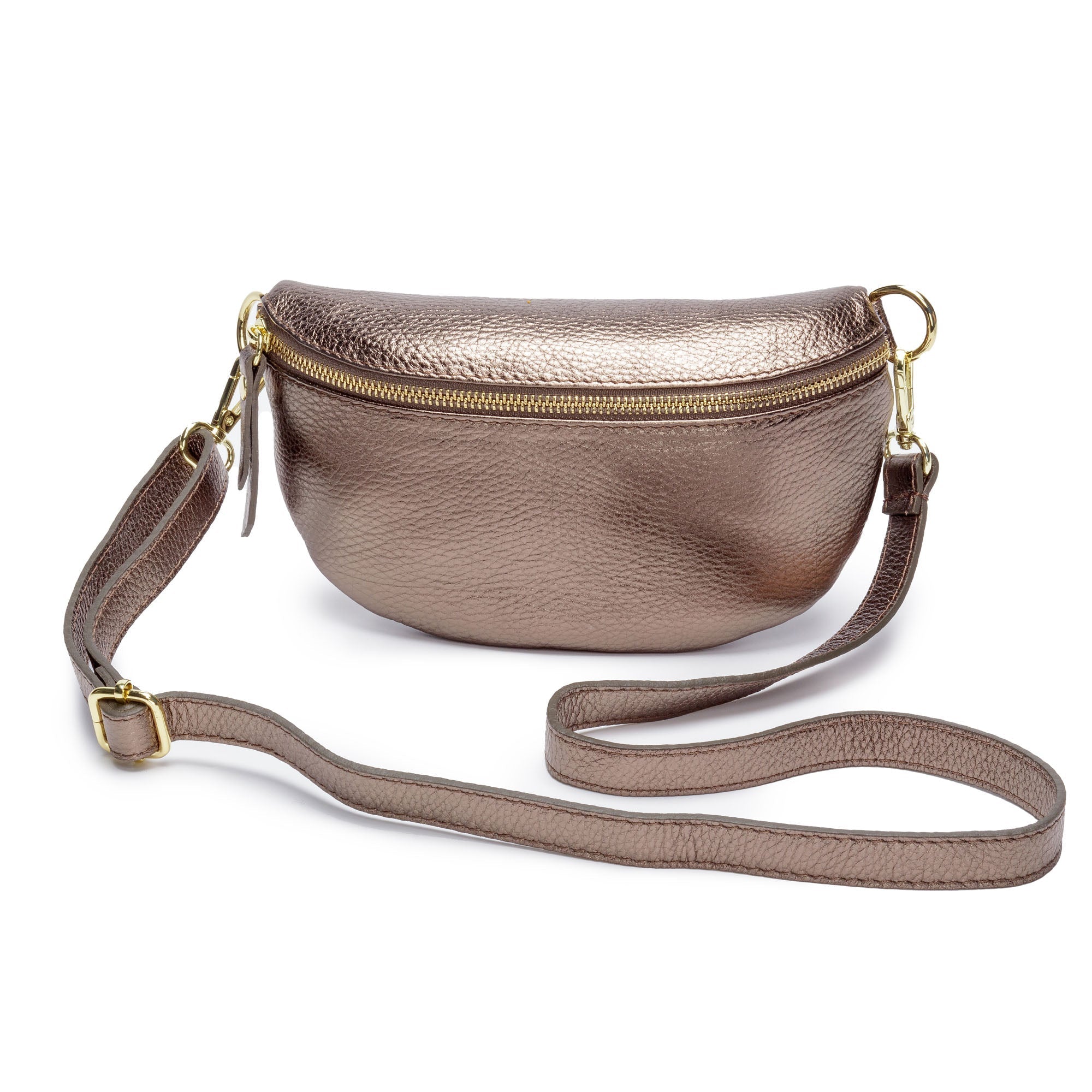 Elie Beaumont Sling Bag - Bronze with Black/Gold/White Strap