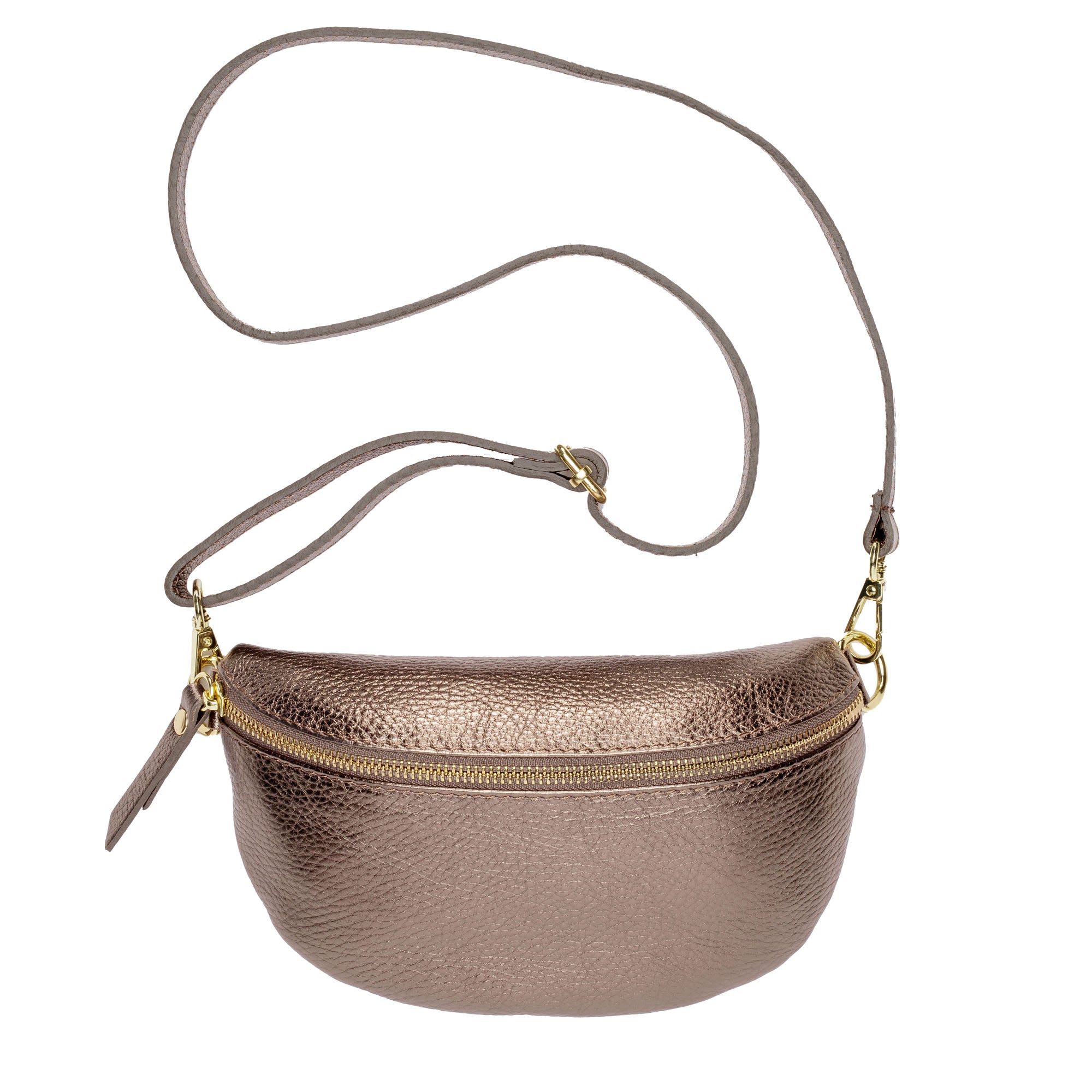 Elie Beaumont Sling Bag - Bronze with Black/Gold/White Strap