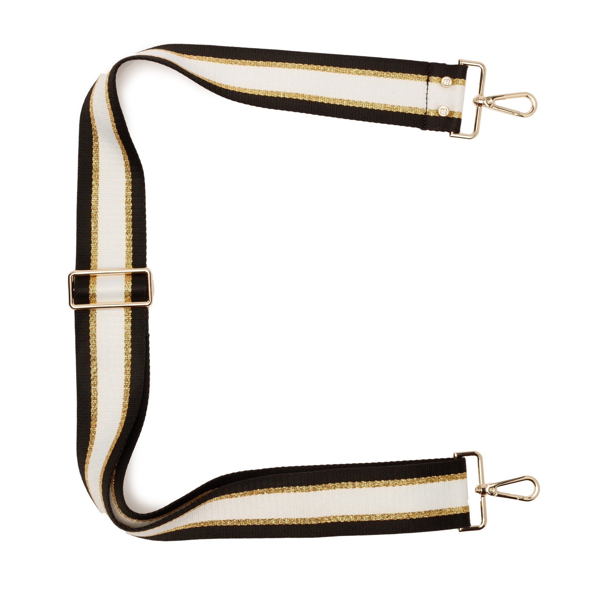 Elie Beaumont Crossbody strap - Black/ Gold/ White Stripes