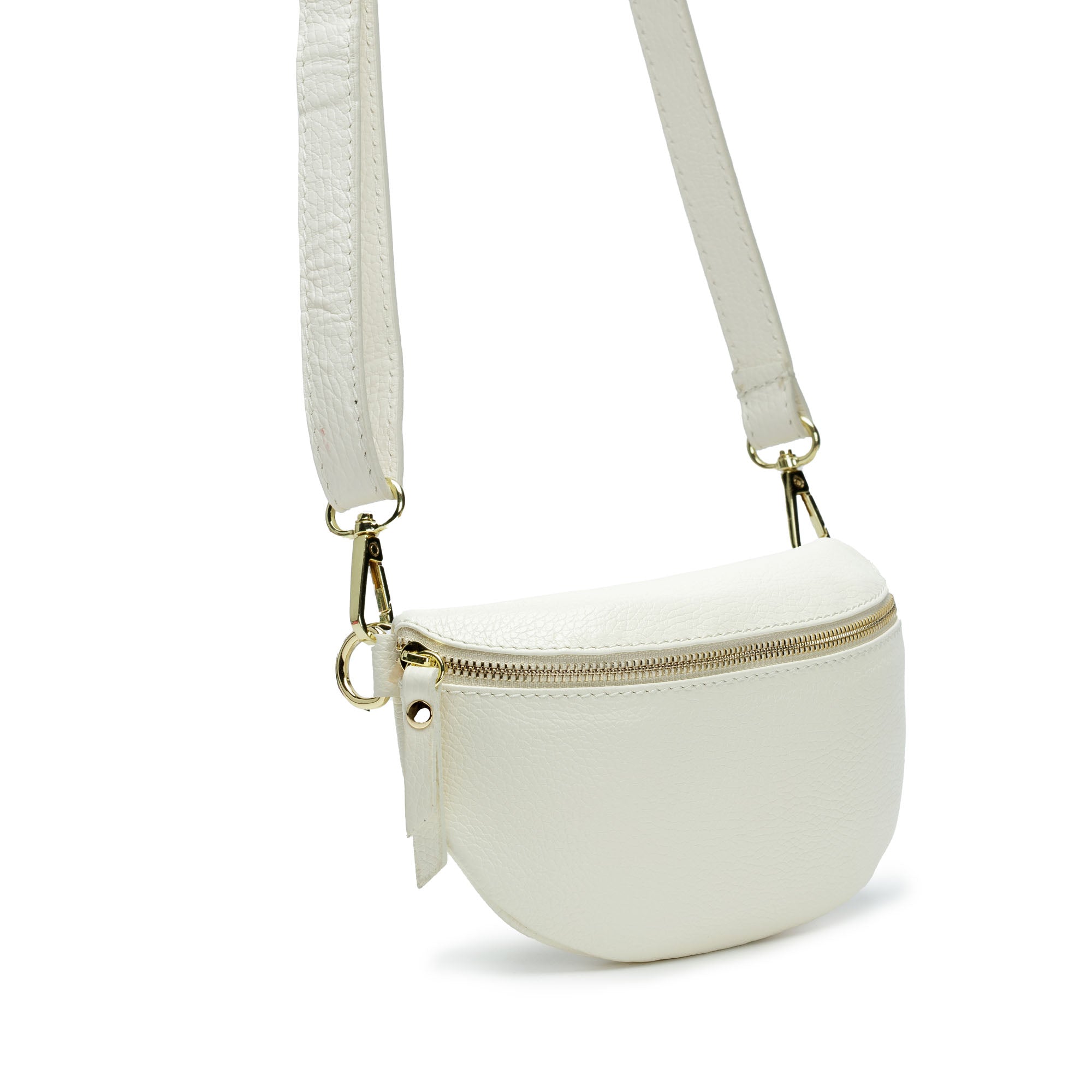 Elie Beaumont Sling Bag - Ivory (Black/Gold Metallic Strap)