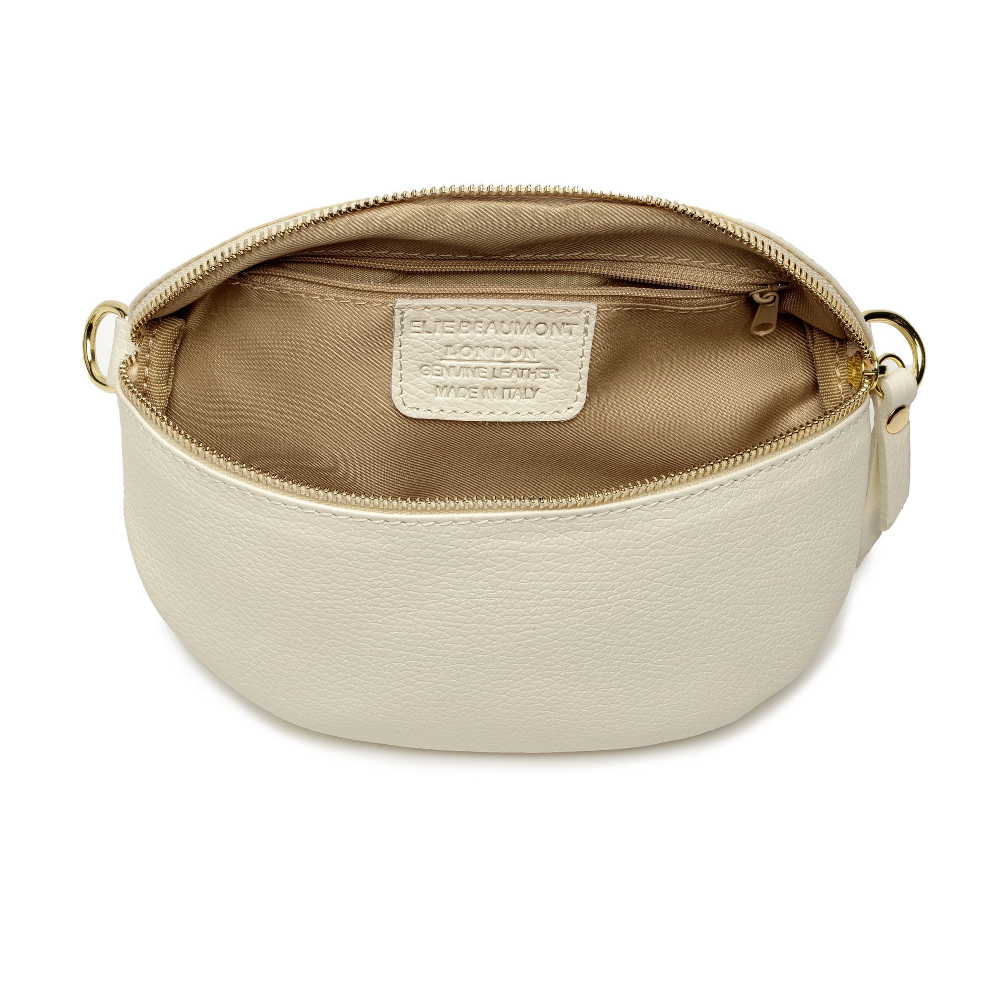 Elie Beaumont Sling Bag - Ivory (Black/Gold Metallic Strap)