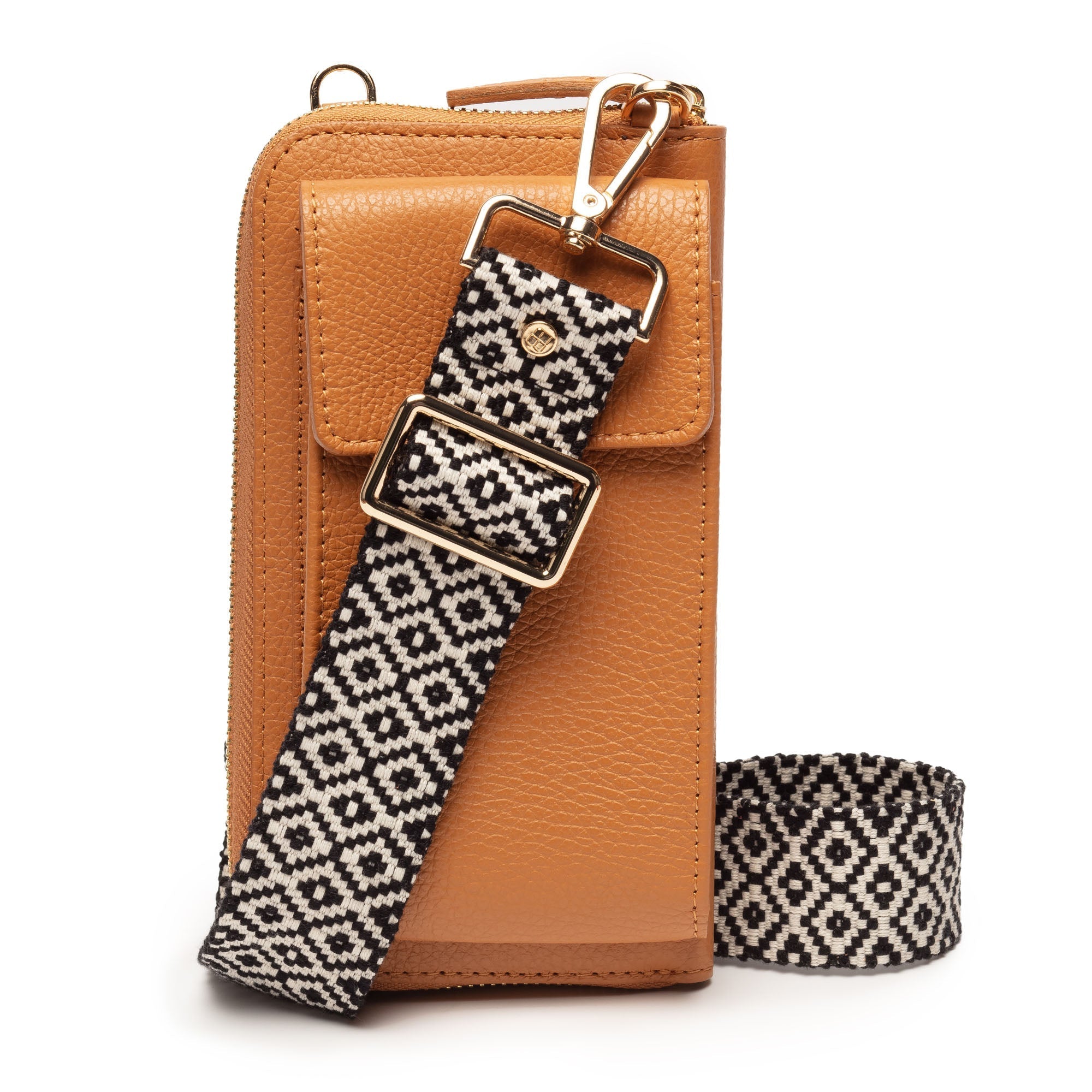 Elie Beaumont Phonebag Tan (Knitted Diamond strap)