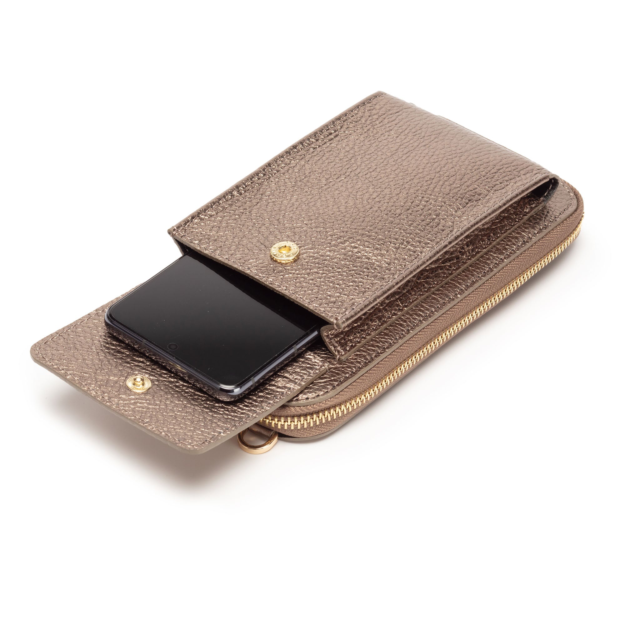 Elie Beaumont Phonebag Bronze (Champagne Stripes strap)