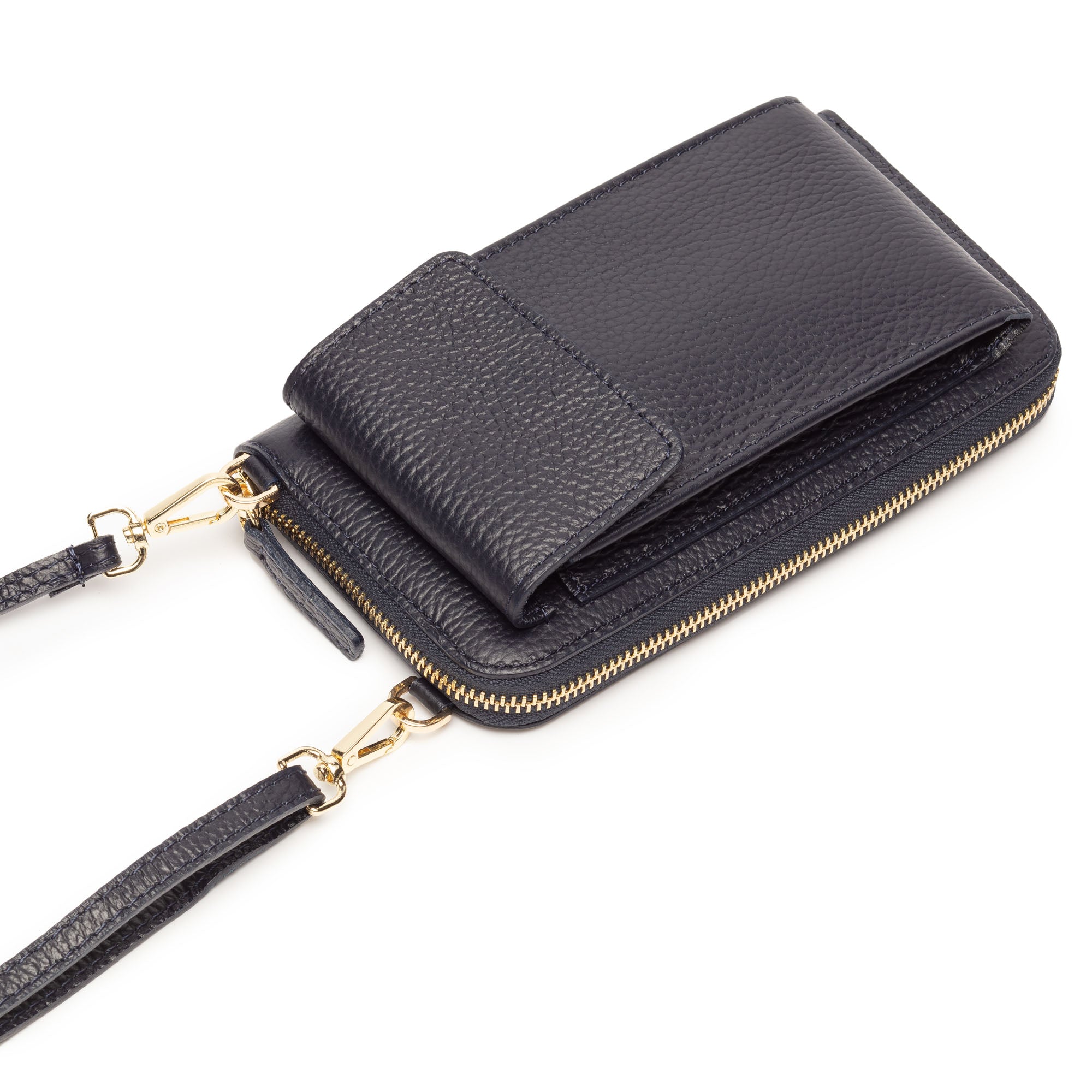 Elie Beaumont Phonebag Black (Gold Chevron strap)