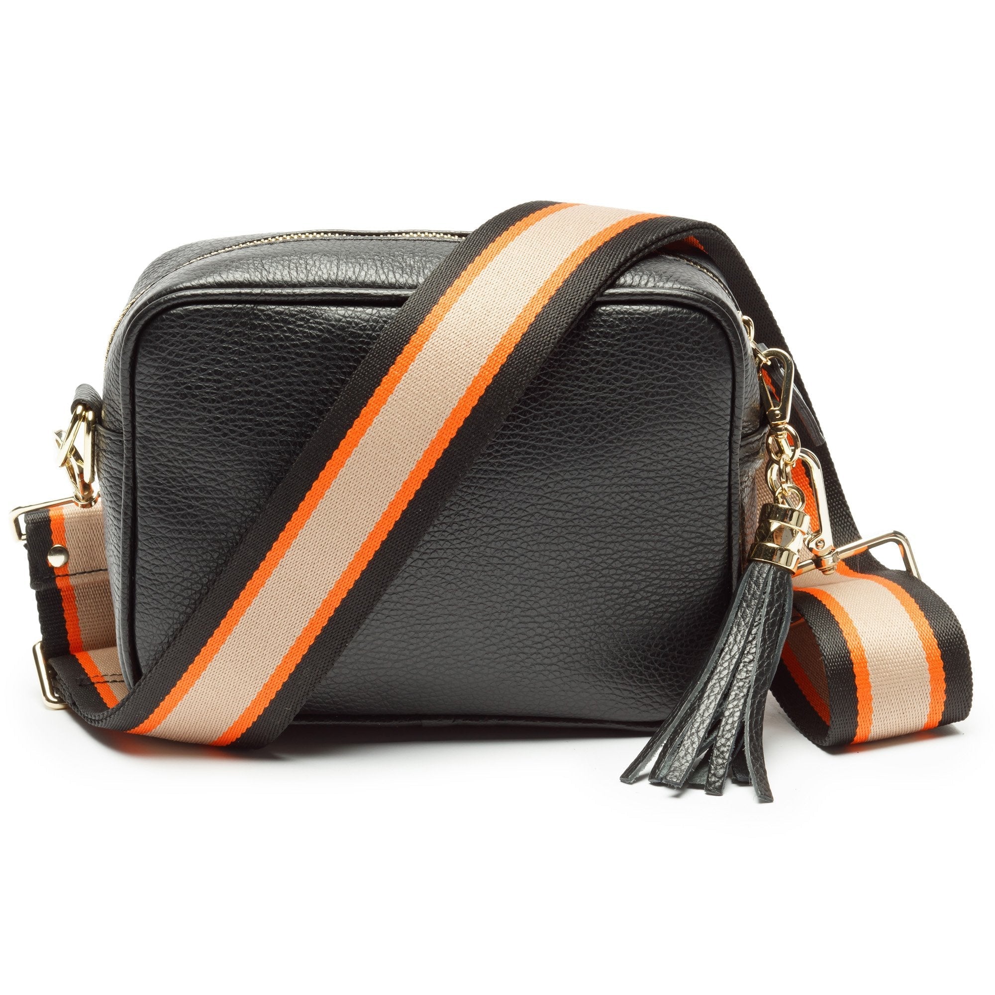 Elie Beaumont Crossbody strap - Orange Black Stripe