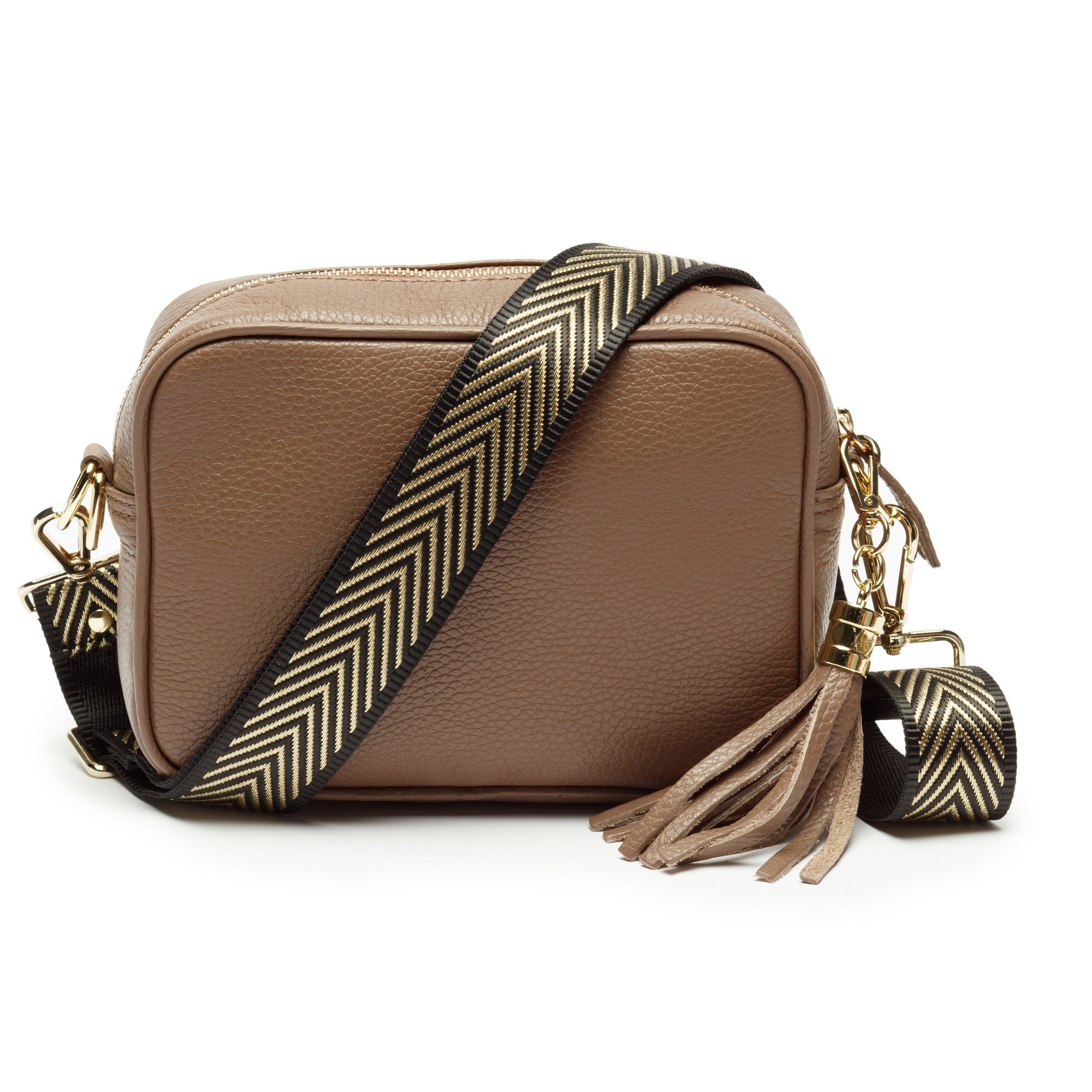 Elie Beaumont Crossbody strap - Gold Chevron