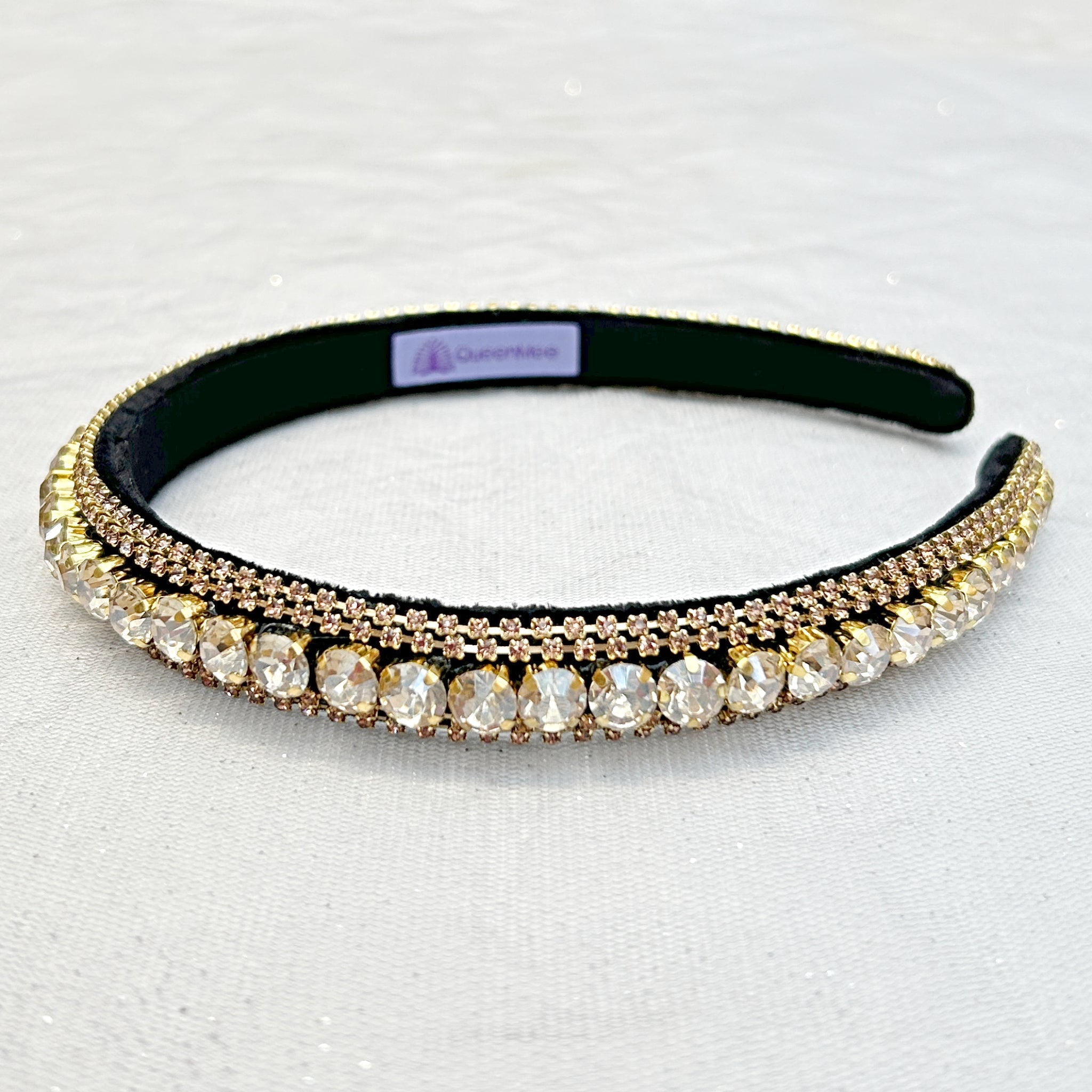 QueenMee Gold Sparkly Headband Gold Slim Hair Band Crystal