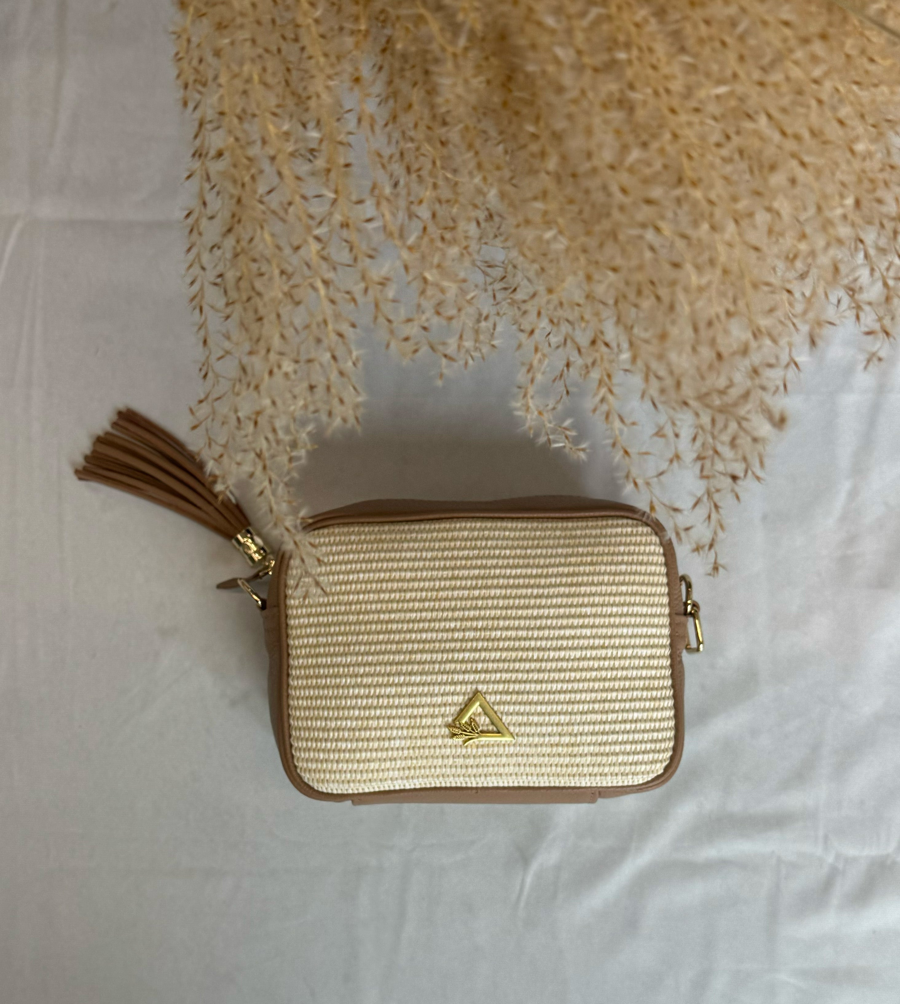 Elie Beaumont Hay Life X Elie Beaumont Raffia Camera Bag Tan