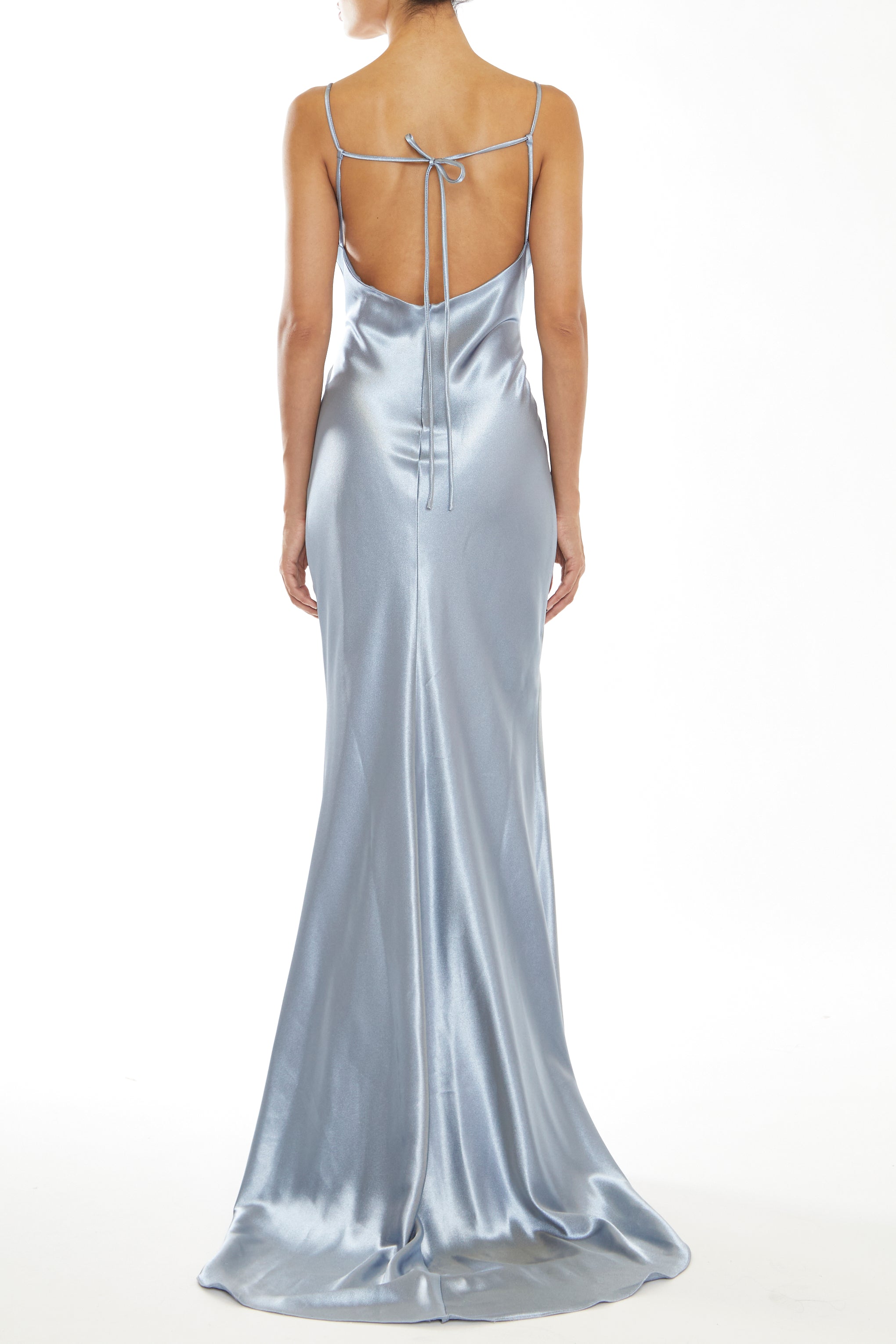 Pippa Steel Blue Bridesmaid Cowl-Neck Slip Dress-image-2