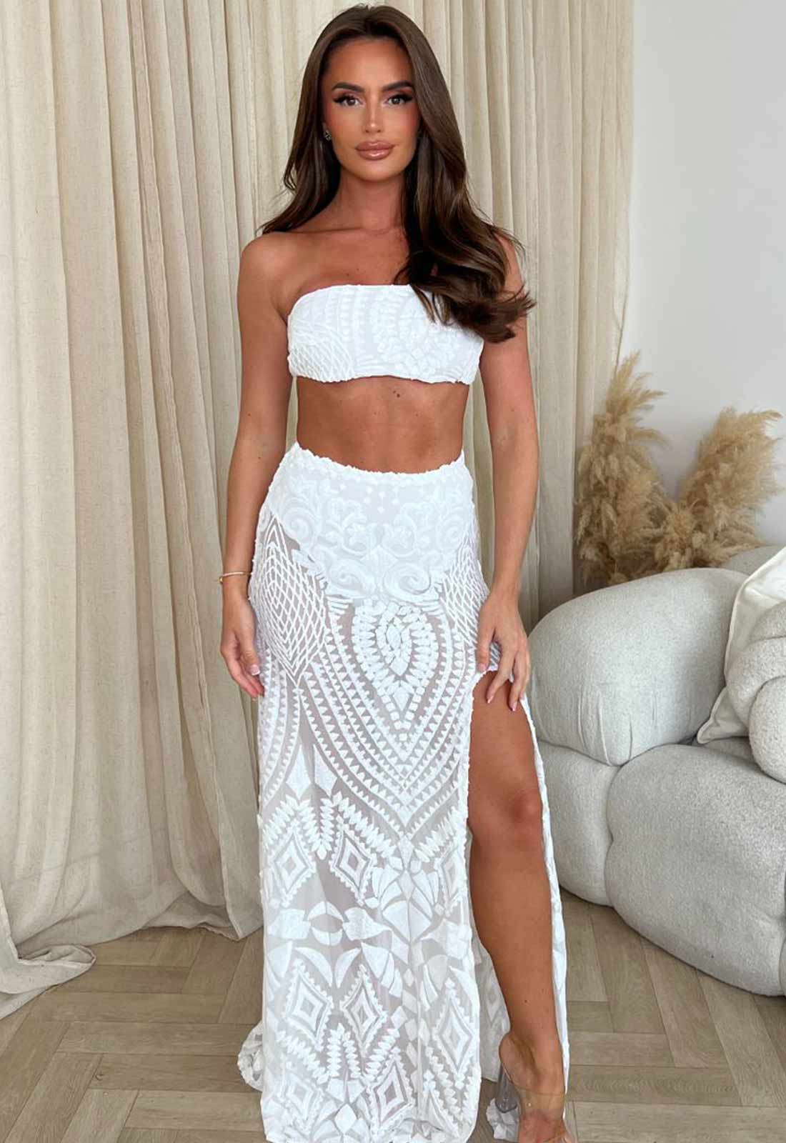 Nazz Collection White Shakira Two Piece Party Set