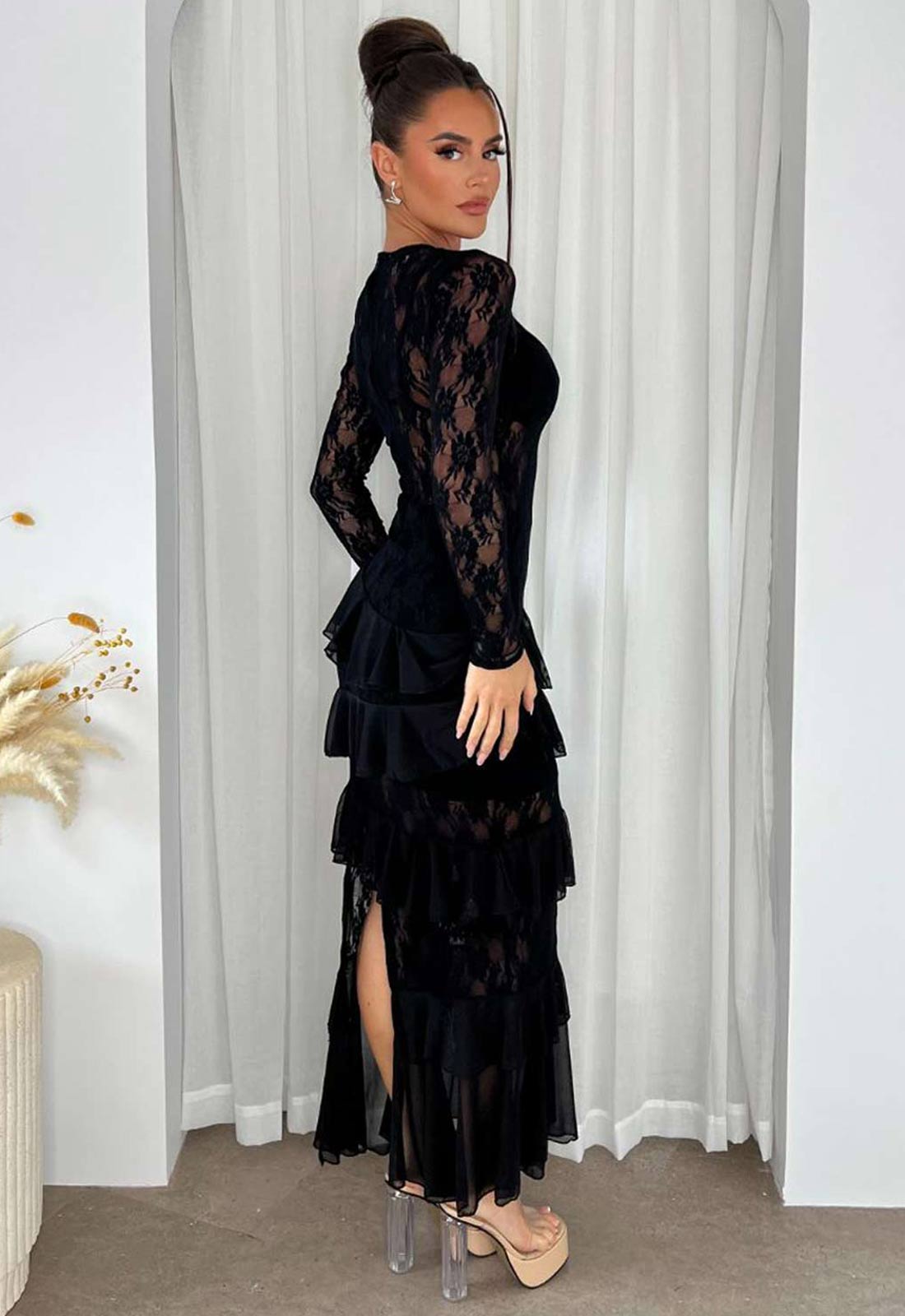 Nazz Collection Black Amora Ruffle Dress