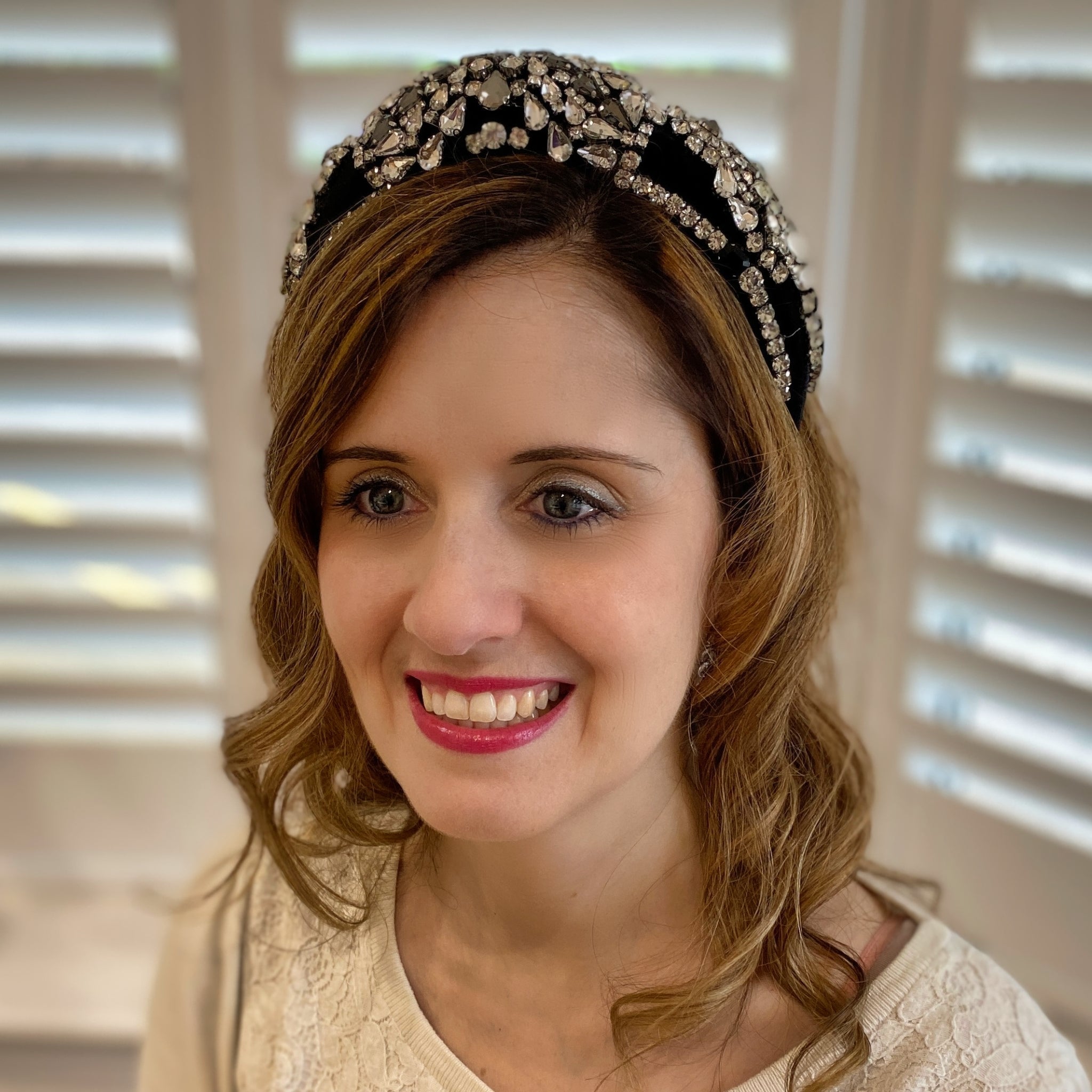 QueenMee Jewelled Headpiece Statement Headband in Black