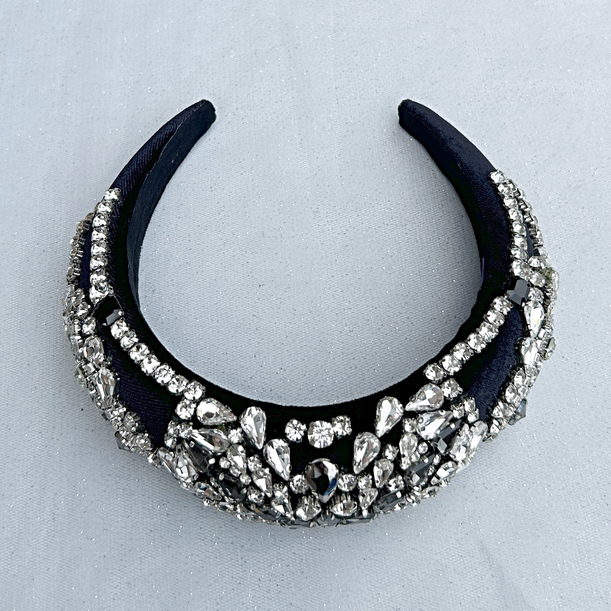 QueenMee Jewelled Headpiece Statement Headband in Black