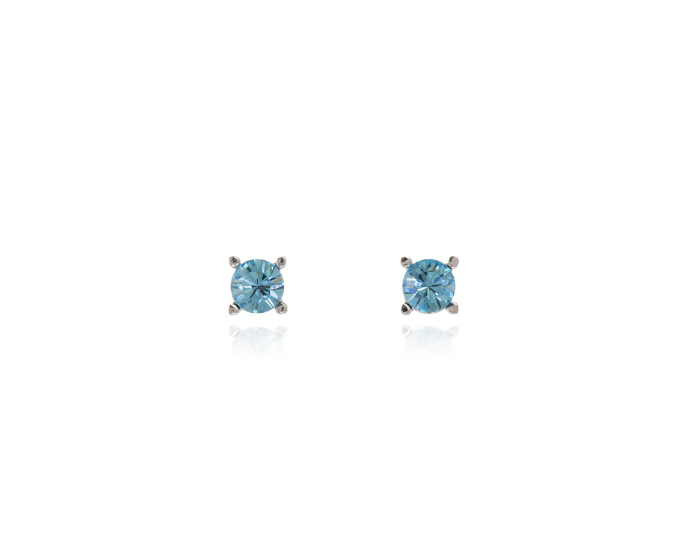 Cachet London Laine 6mm Aquamarine Silver Earrings