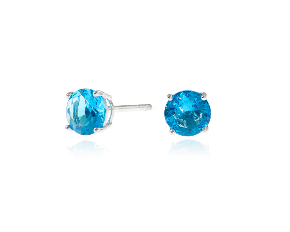 Cachet London Lana 6mm Sterling Silver Blue Earrings