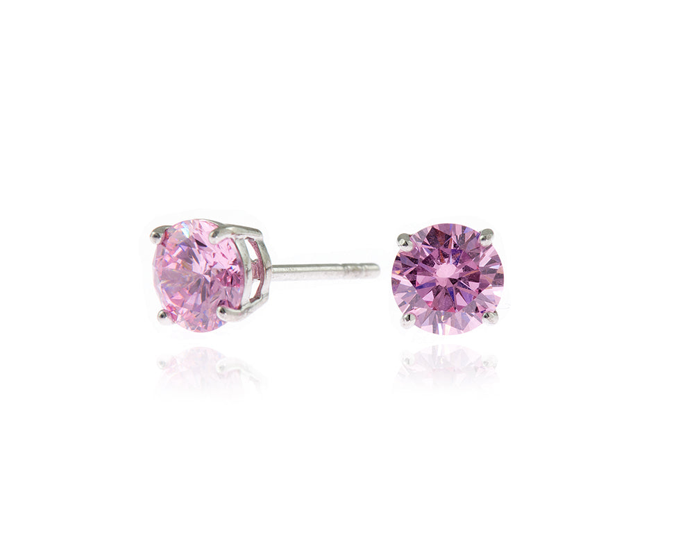 Cachet London Lana 6mm Sterling Silver Pink Earrings