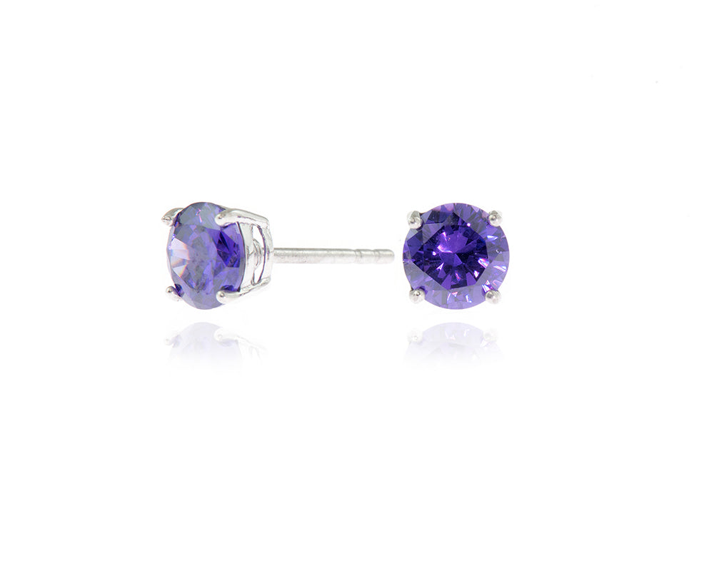 Cachet London Lana 6mm Sterling Silver Violet Earrings