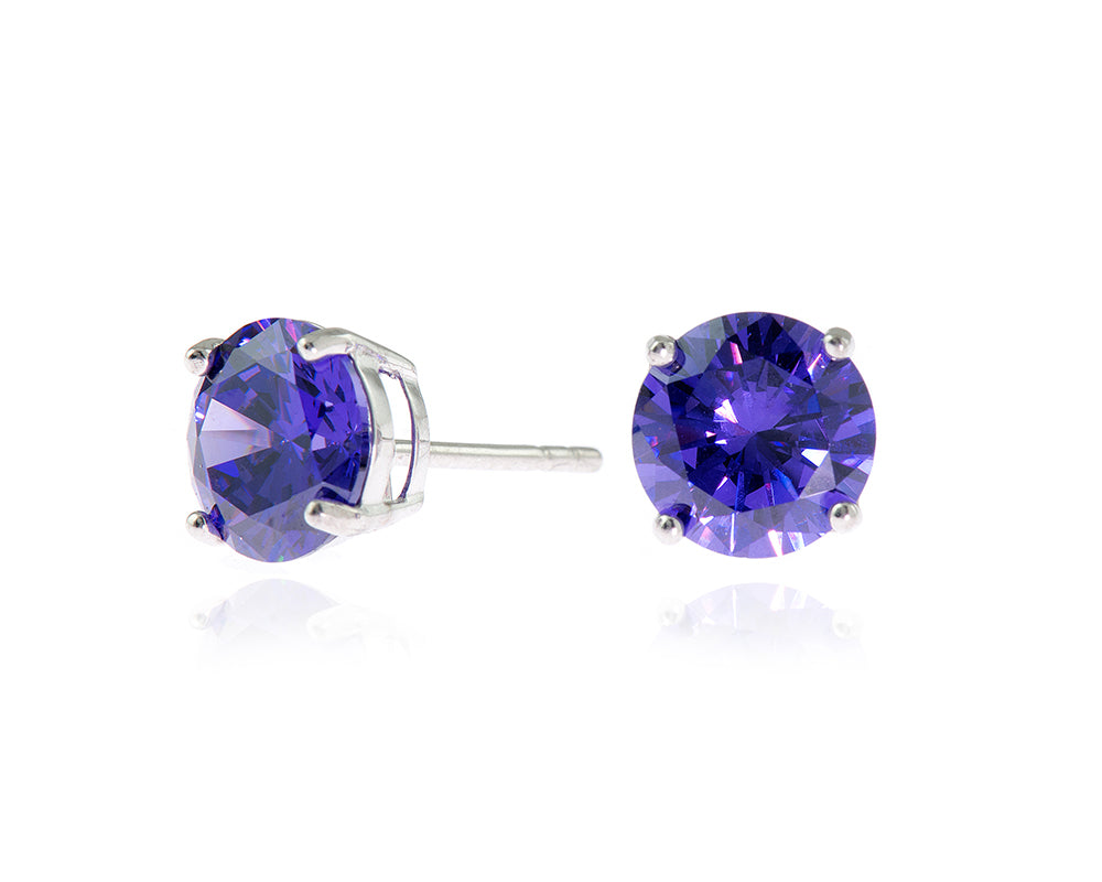 Cachet London Lana 8mm Sterling Silver  Violet Earrings