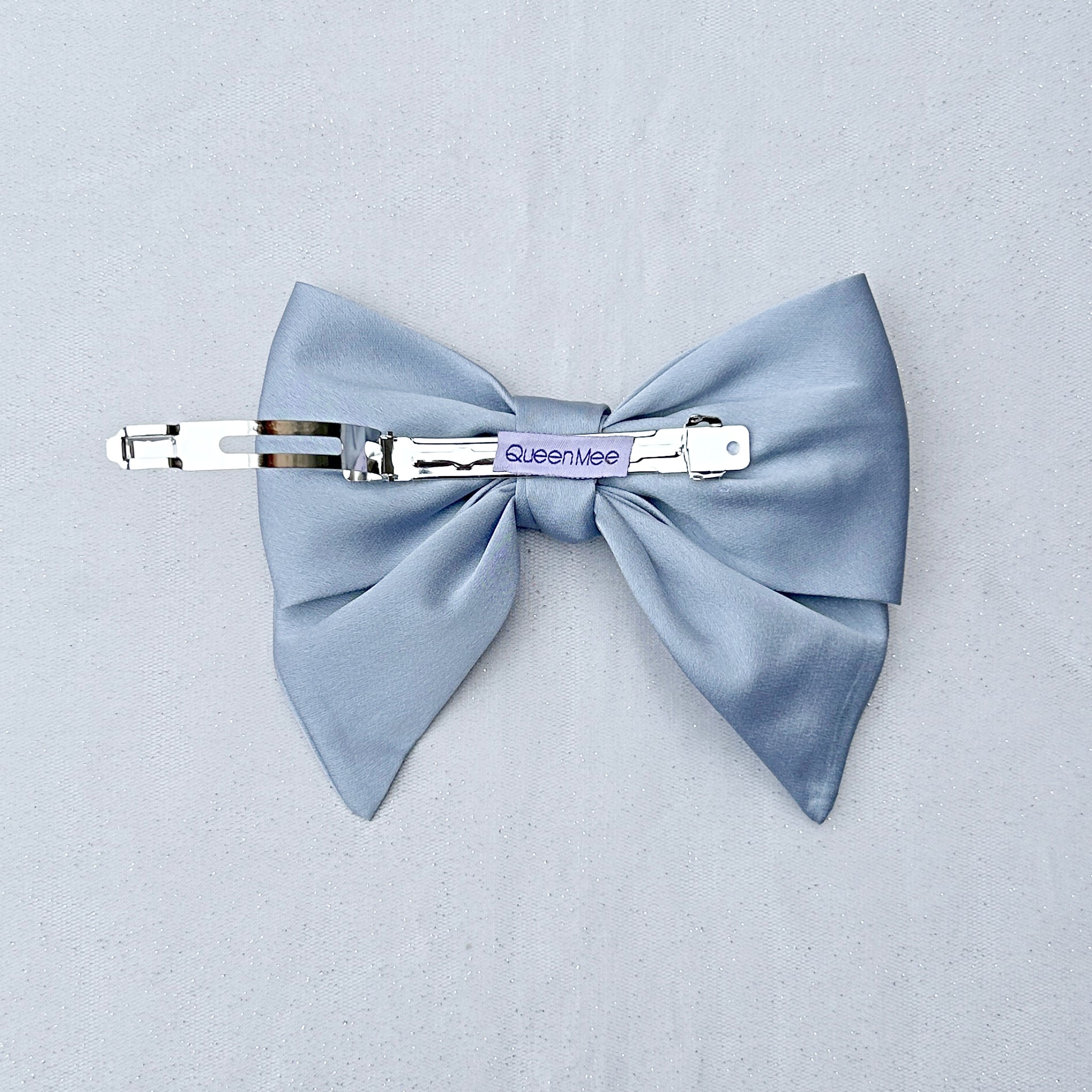 QueenMee Light Blue Satin Hair Bow Light Blue Hair Clip