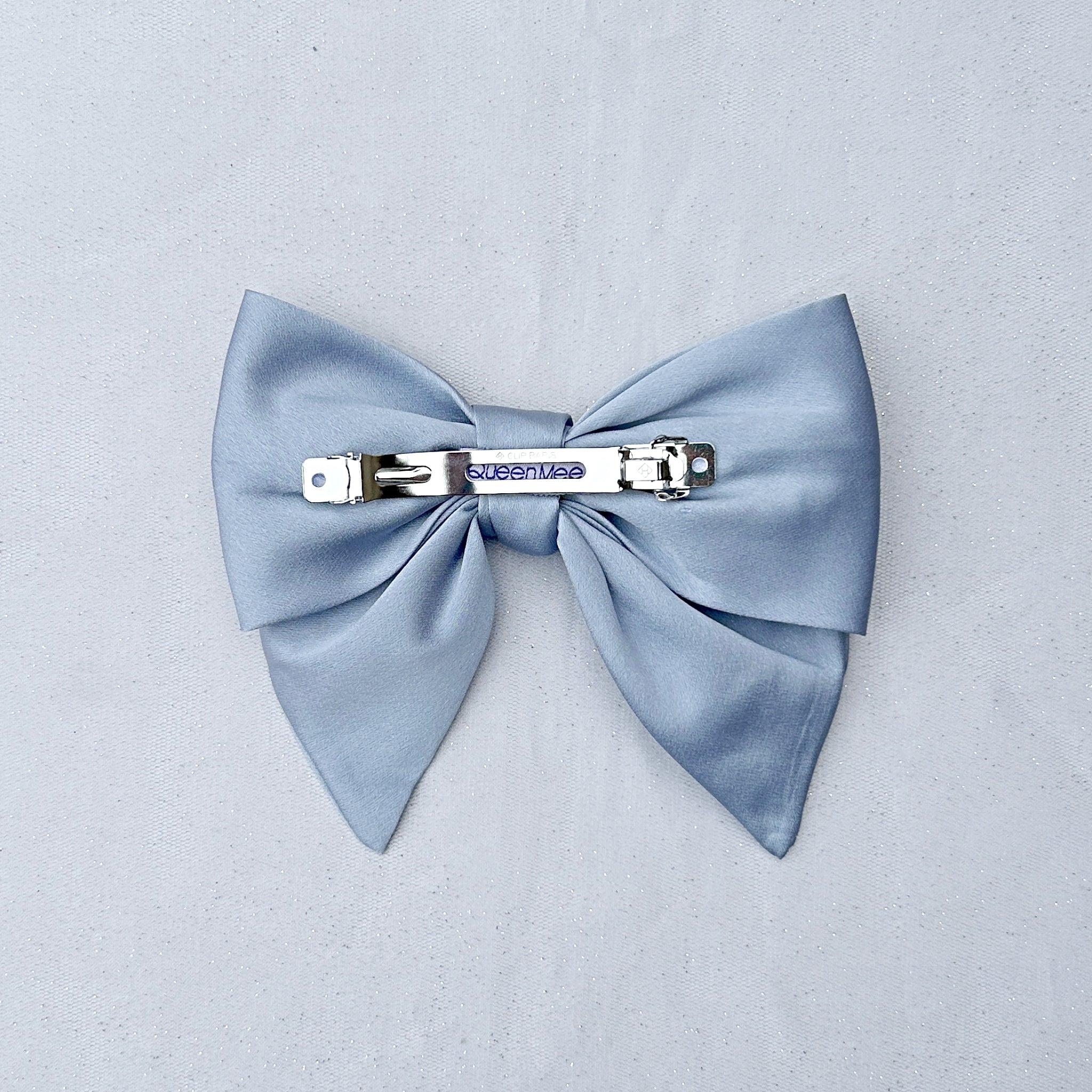 QueenMee Light Blue Satin Hair Bow Light Blue Hair Clip