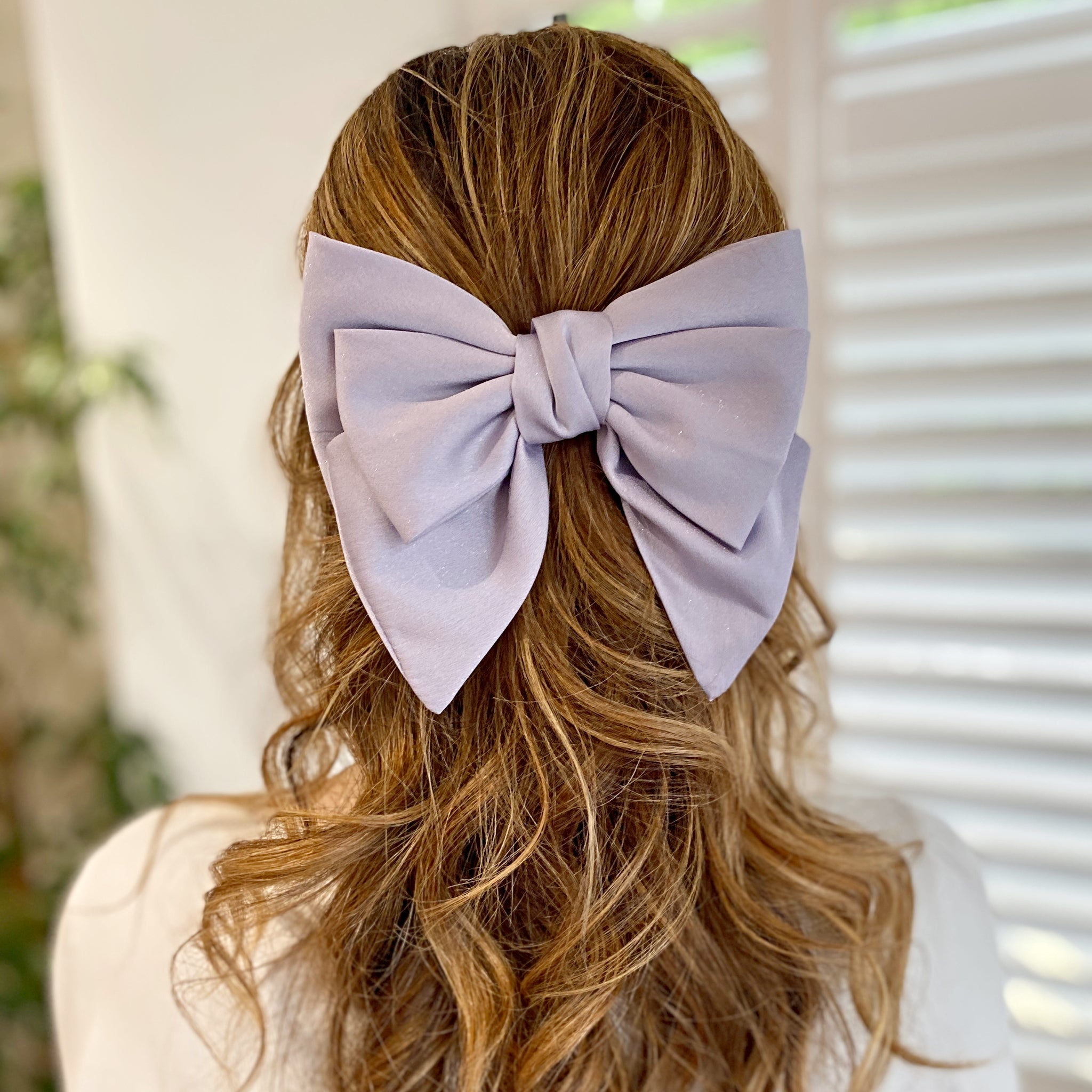 QueenMee Lilac Satin Hair Bow Lilac Hair Clip