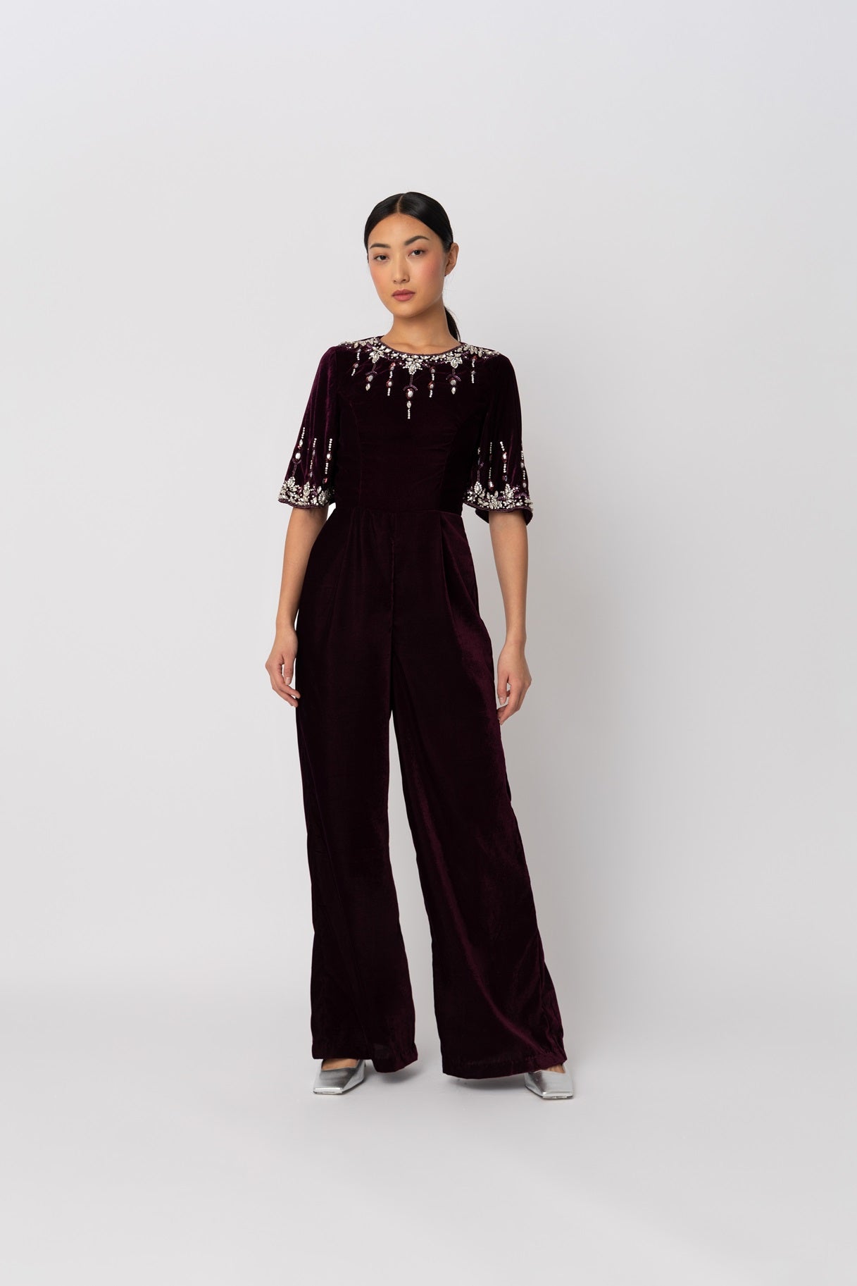 Raishma Couture Burgundy Luna Burgundy Jumpsuit