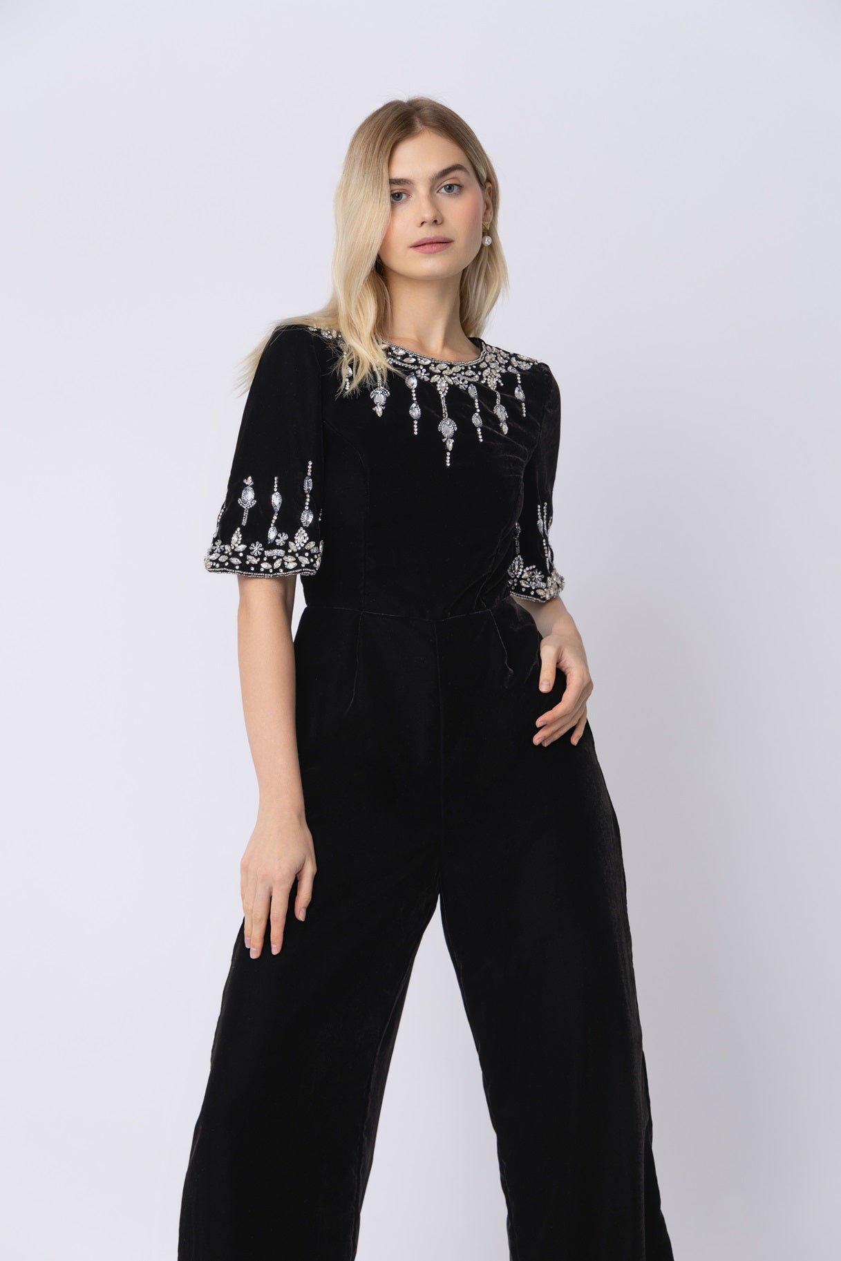 Raishma Couture Black Luna Black Jumpsuit