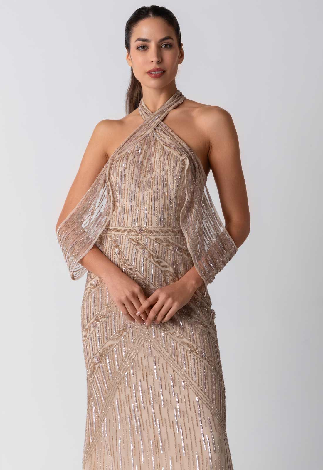 Raishma Couture Nude Mia Maxi Dress