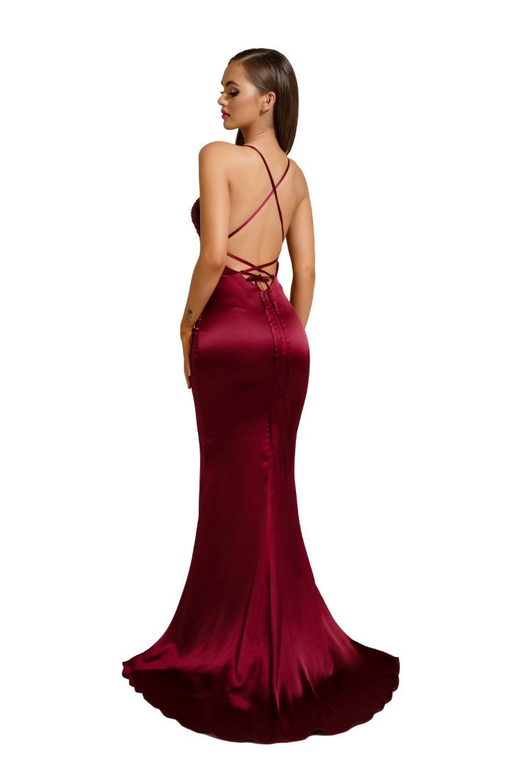 Portia & Scarlett Deep Red PS6323 Maxi Dress