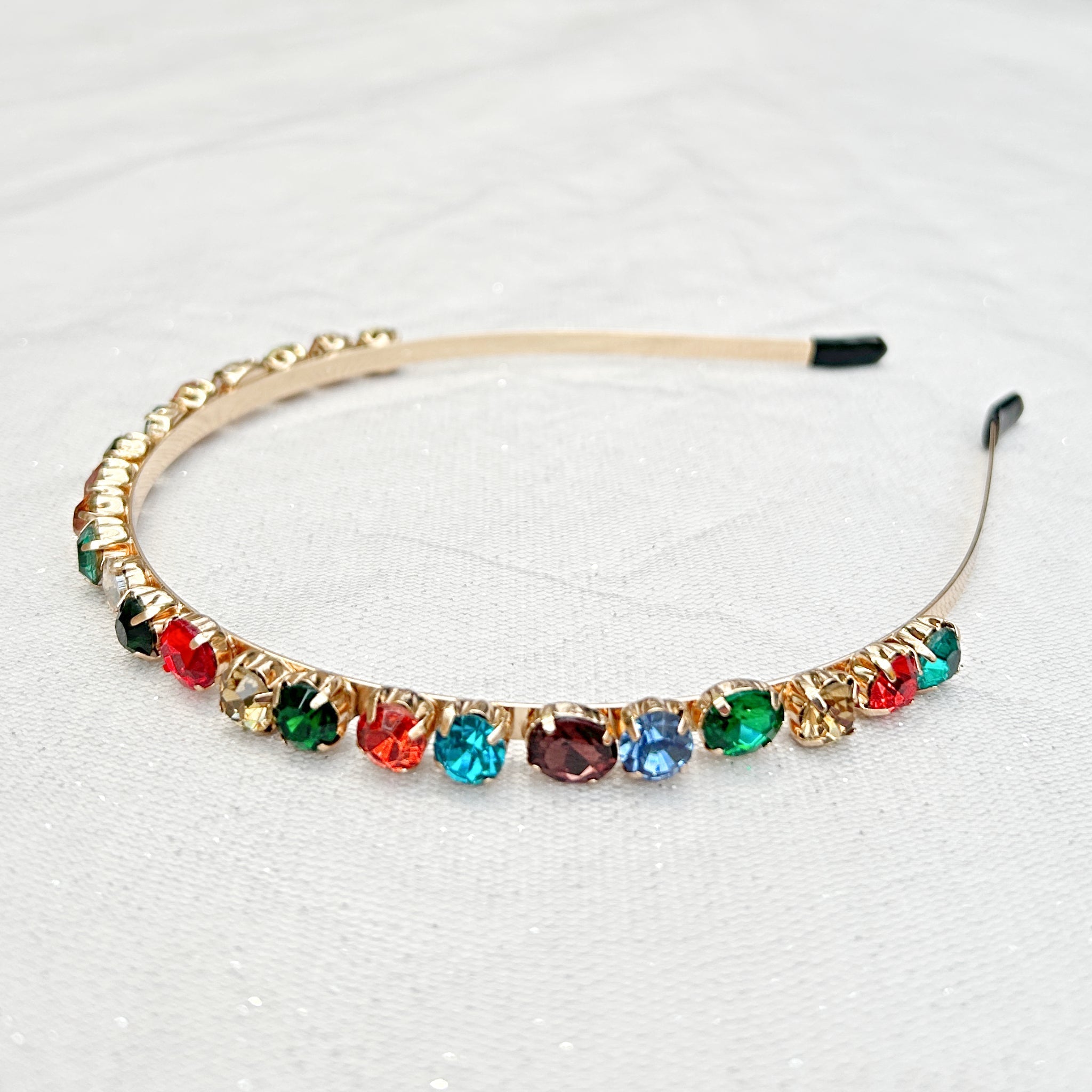 QueenMee Rainbow Sparkly Headband Thin Wedding Guest Hair Band