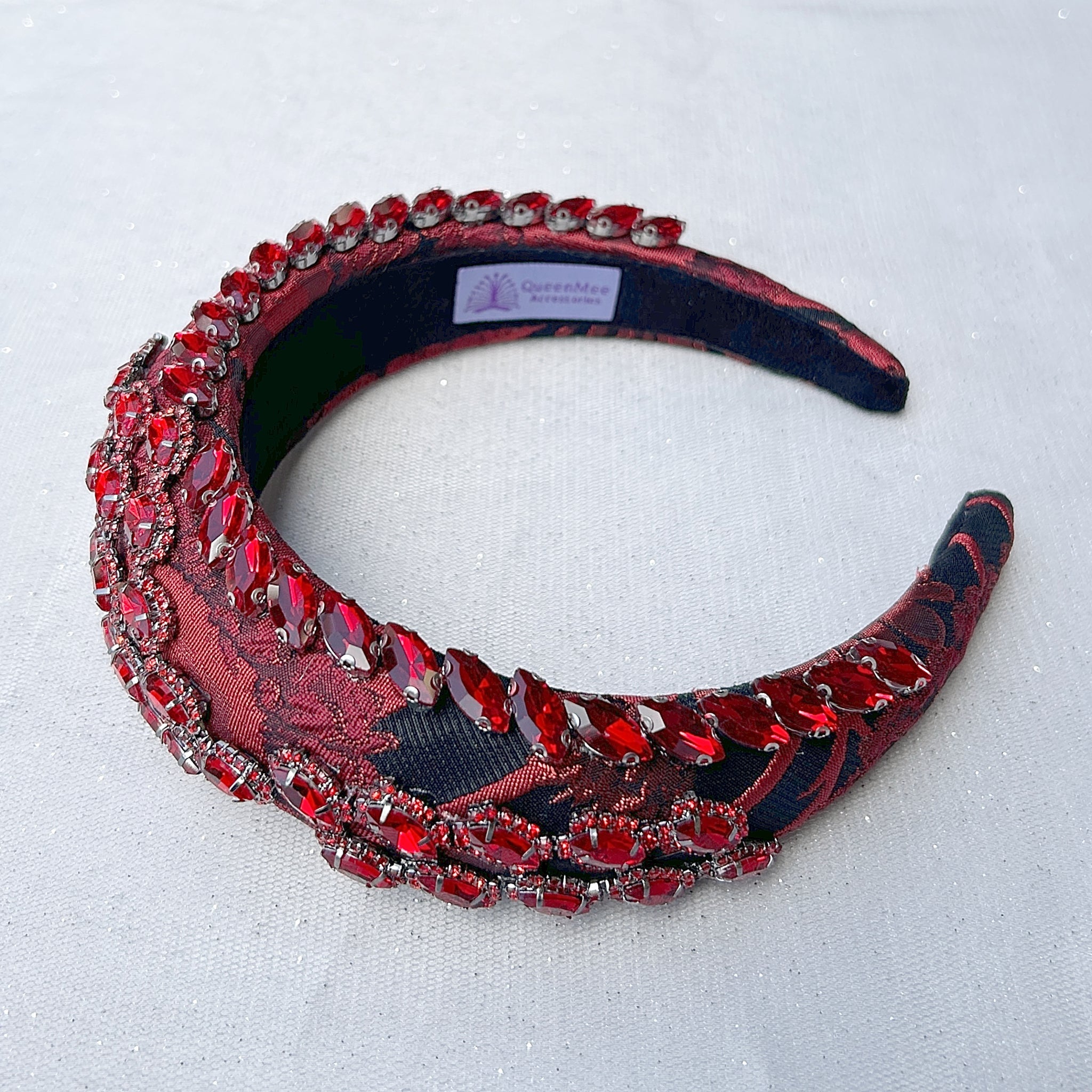 QueenMee Red and Black Headpiece Wedding Headband Races Headpiece Crystal