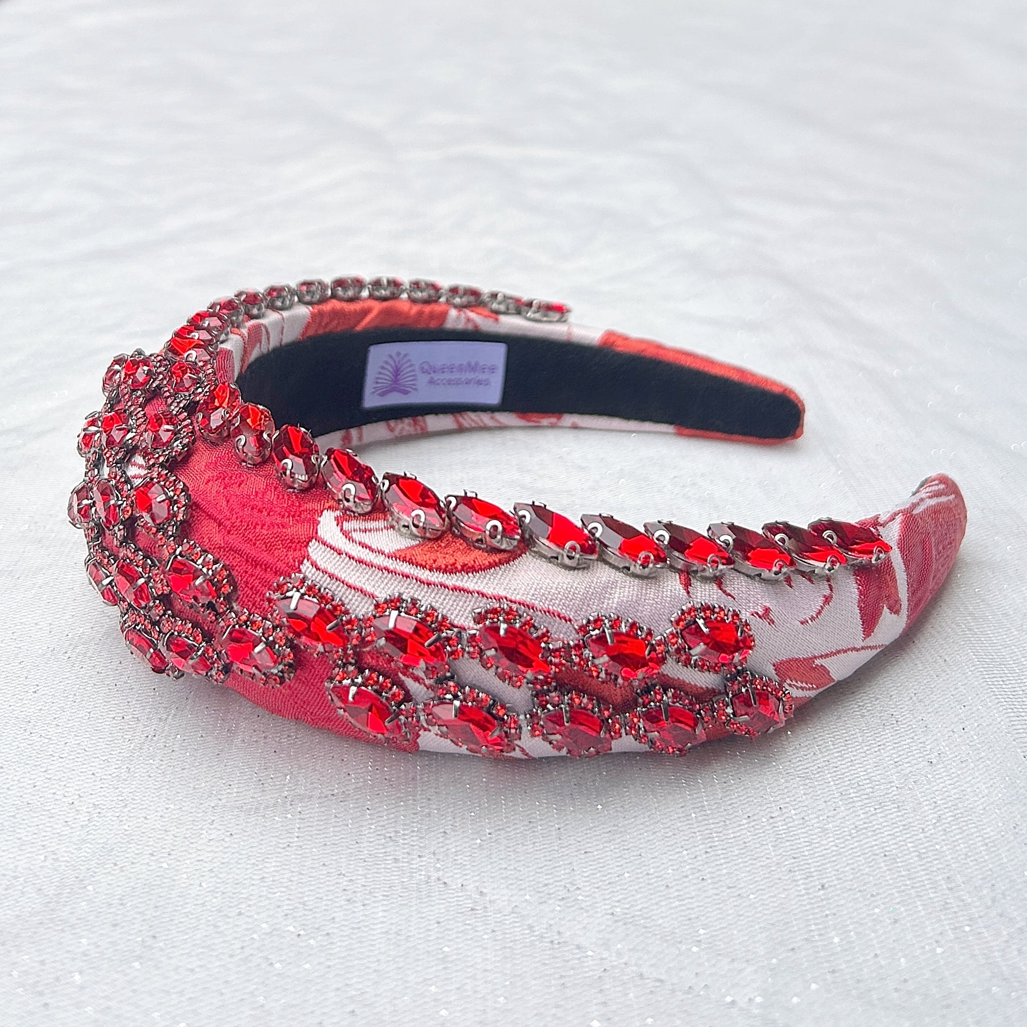 QueenMee Red Headpiece Wedding Headband Races Headpiece Crystal