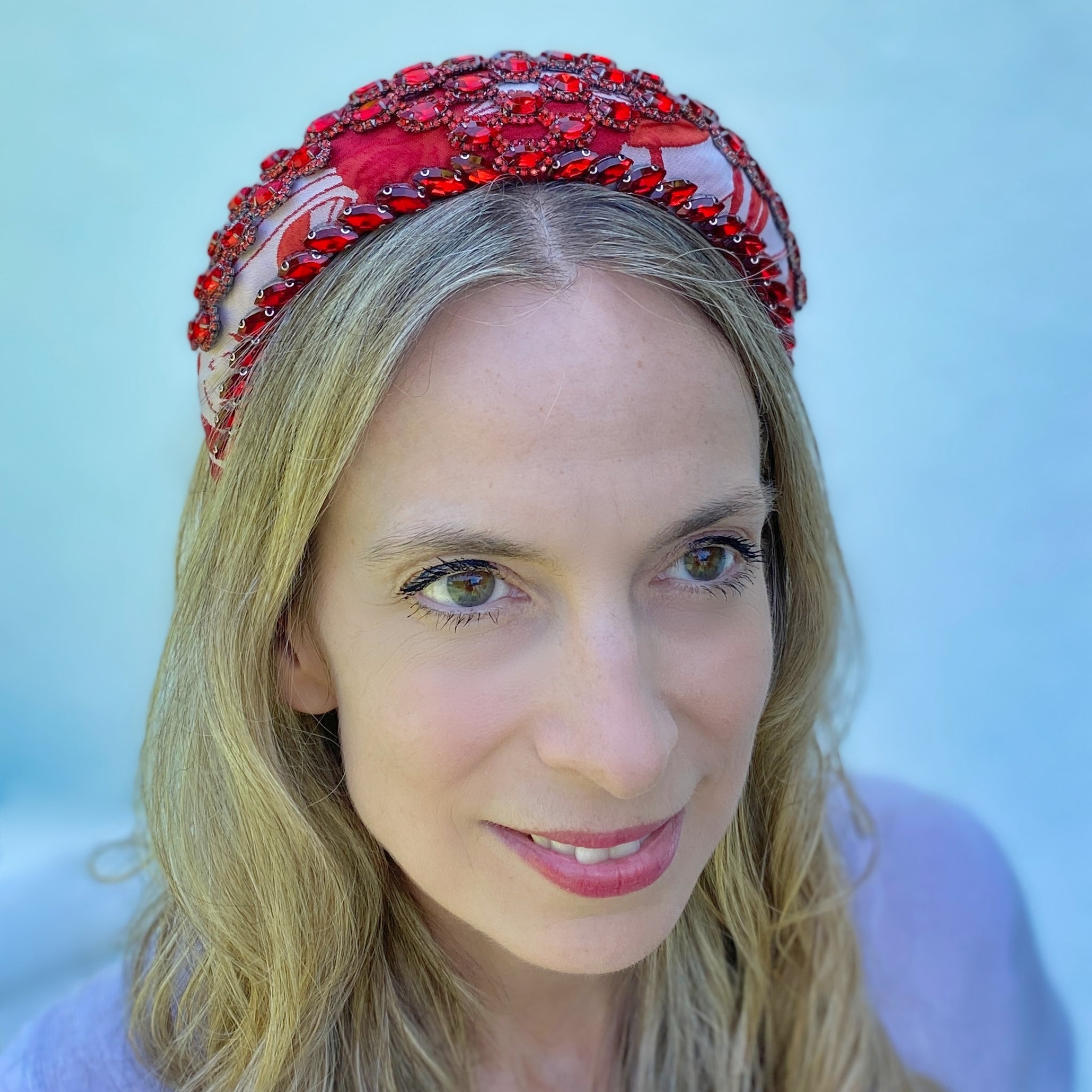 QueenMee Red Headpiece Wedding Headband Races Headpiece Crystal