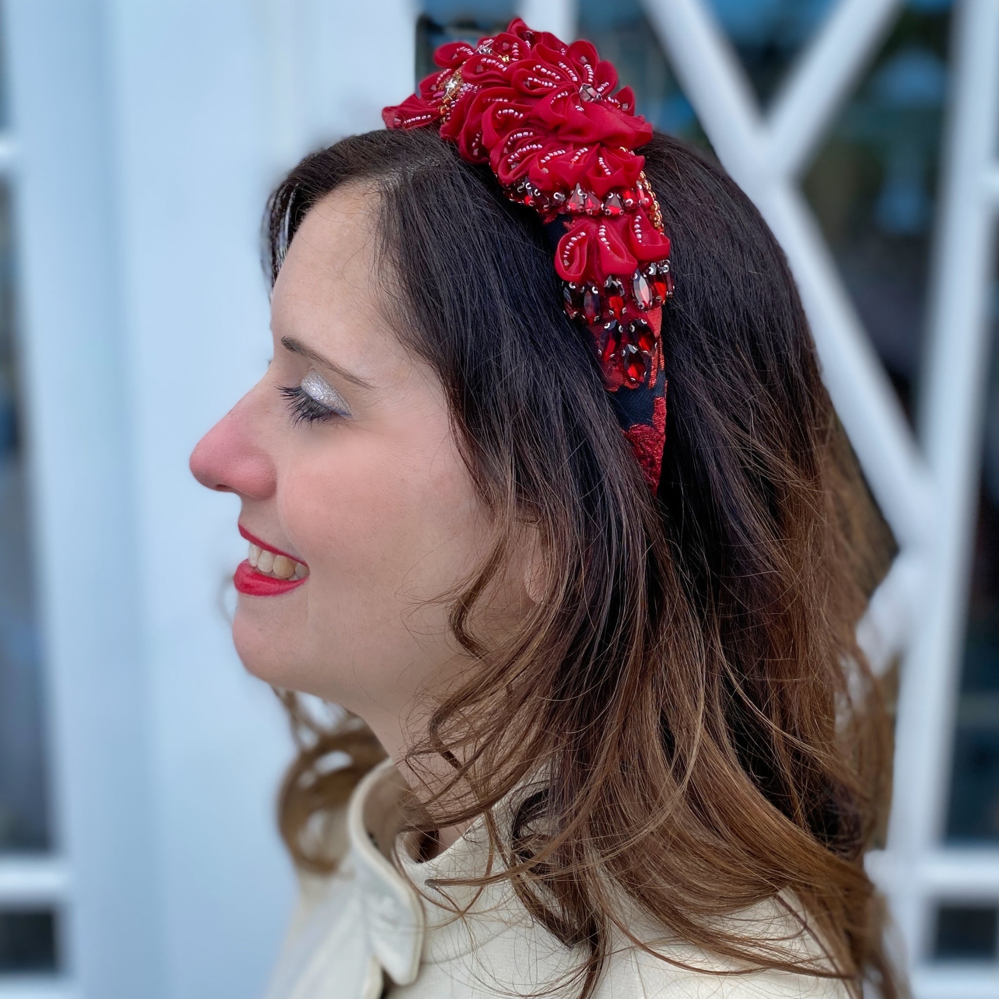 QueenMee Red Headpiece Wedding Races Headpiece Red Padded Headband