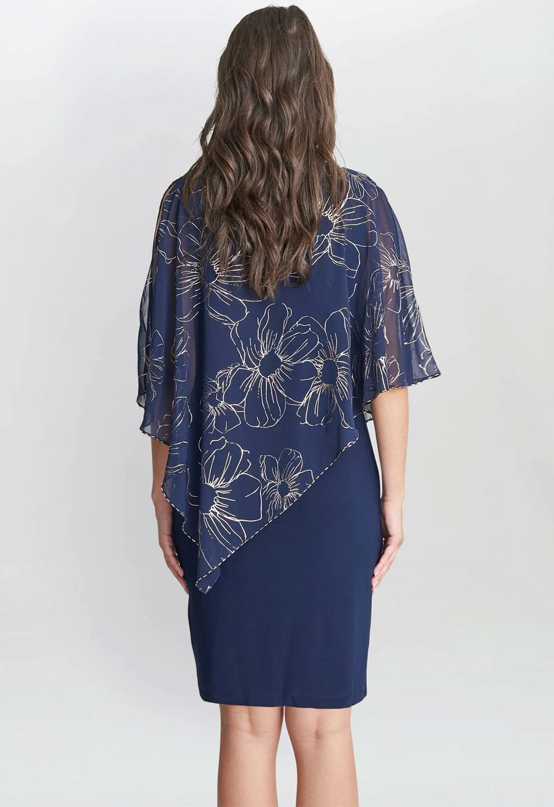 Gina Bacconi Fiona Floral Glittered Asymmetric Dress