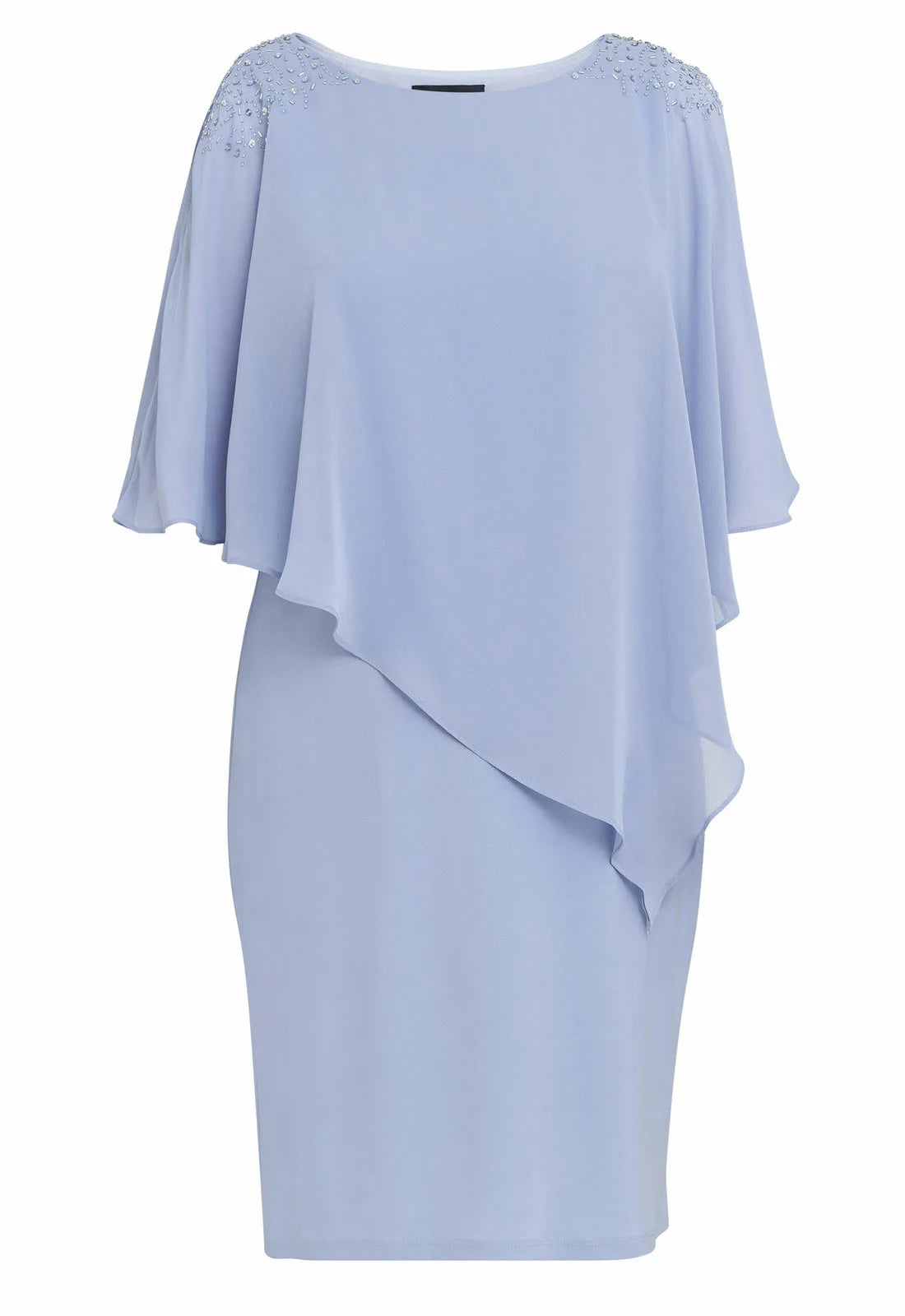 Gina Bacconi Blue Zenna Chiffon Cape Dress