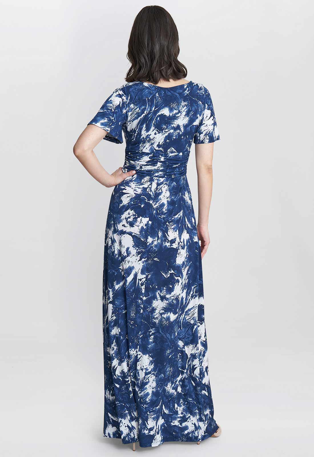 Gina Bacconi Navy and White Emily Jersey Maxi Dress