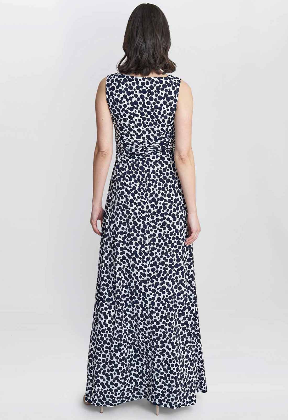 Gina Bacconi Navy and White Hazel Jersey Maxi Dress