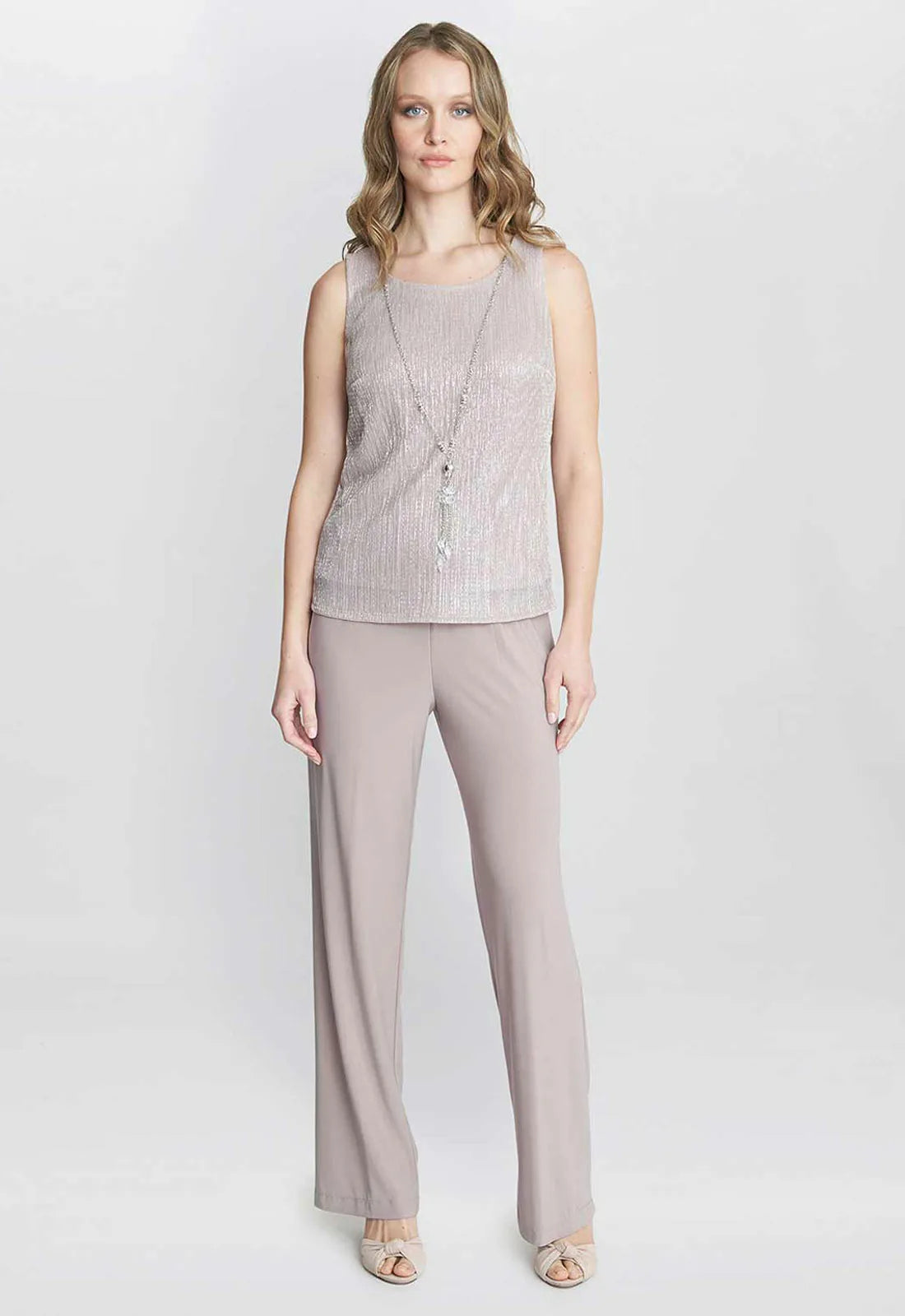 Gina Bacconi Natasha Three Piece Metallic Crinkle Trouser Suit