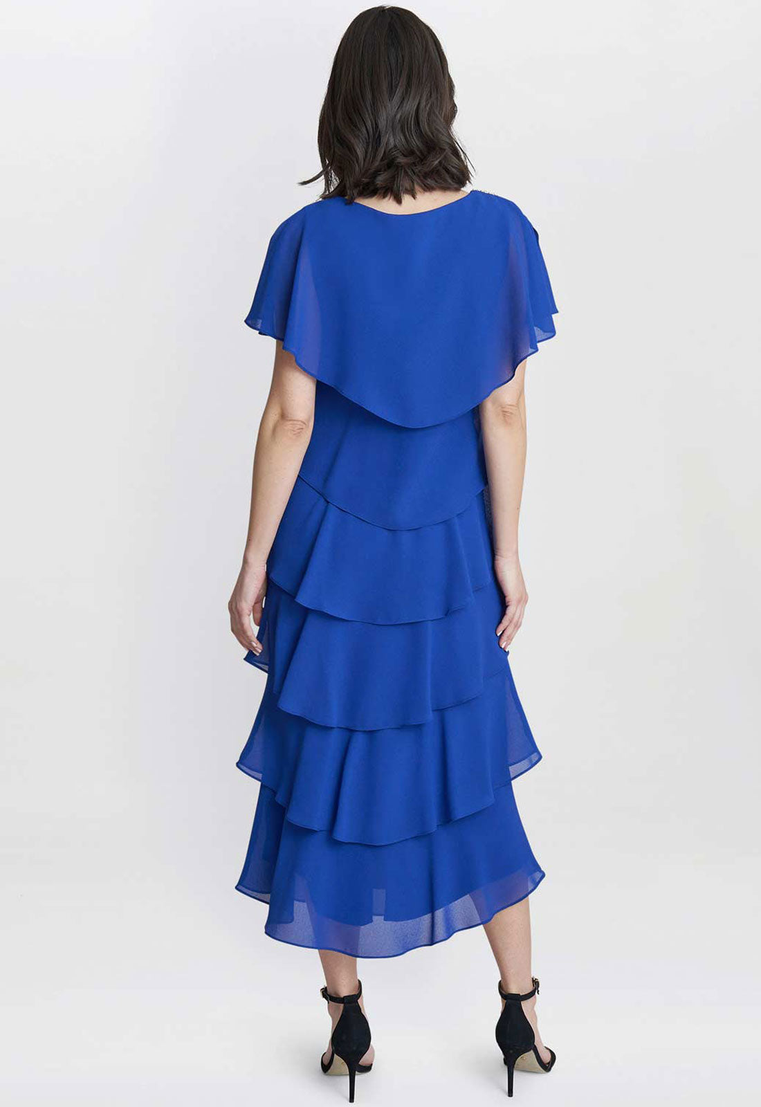 Gina Bacconi Cobalt Rebecca Midi Tiered Dress