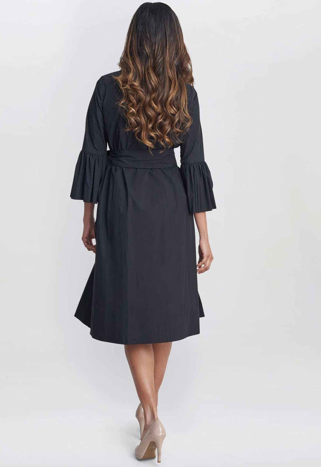 Gina Bacconi Black Melinda Taffeta Shirt Dress