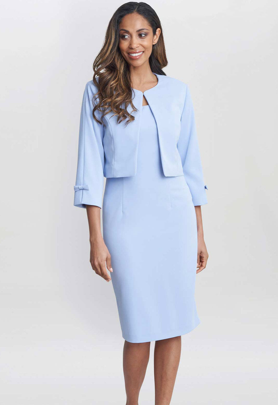 Gina Bacconi Nordic Blue Corinne Crepe Dress And Jacket