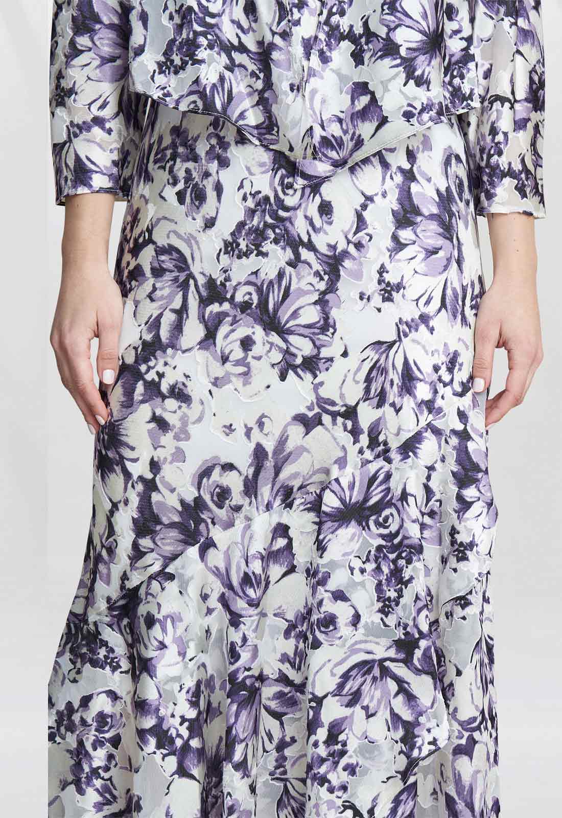 Gina Bacconi Purple Rina Printed Dress And Jacket