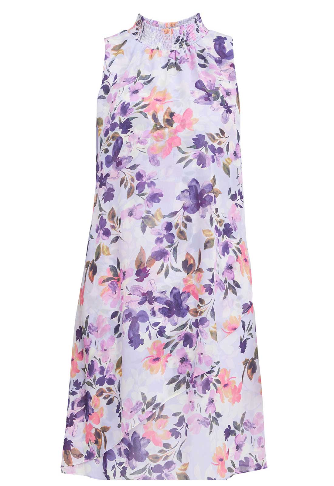 Gina Bacconi Purple Infusion Ginnie Printed Sleeveless Dress