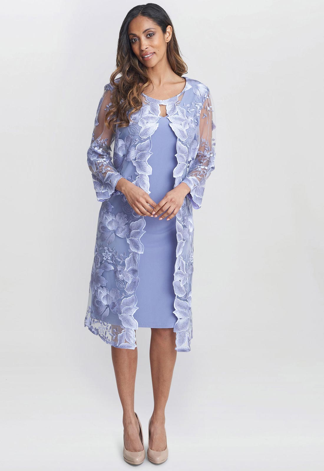 Gina Bacconi Lavendar Savoy Dress and Mock Jacket