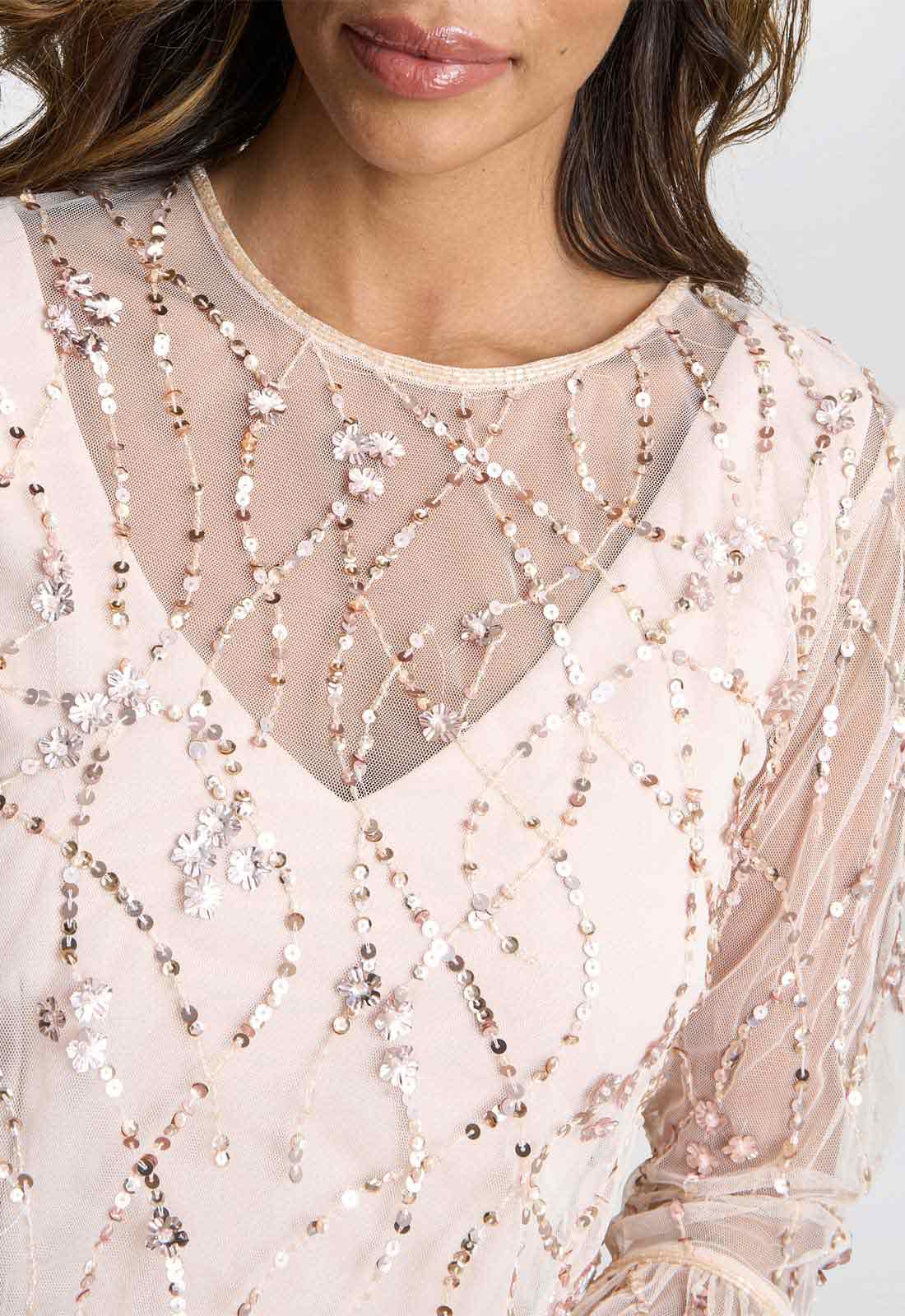 Gina Bacconi Antique Rose Pippa Beaded Jacket Dress 8