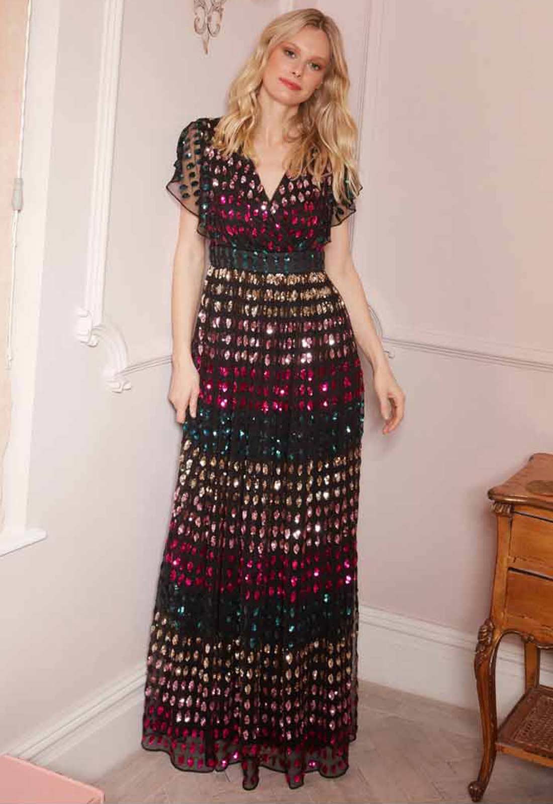 Gina Bacconi Multi Tiffany Multi Colour Sequin Dress