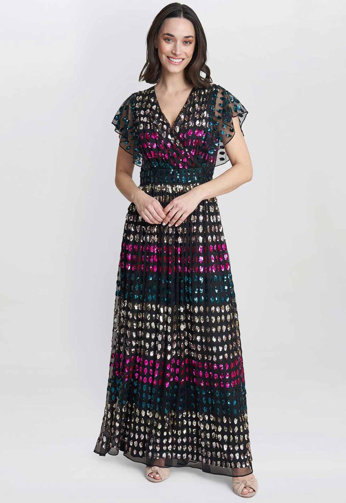 Gina Bacconi Multi Tiffany Multi Colour Sequin Dress