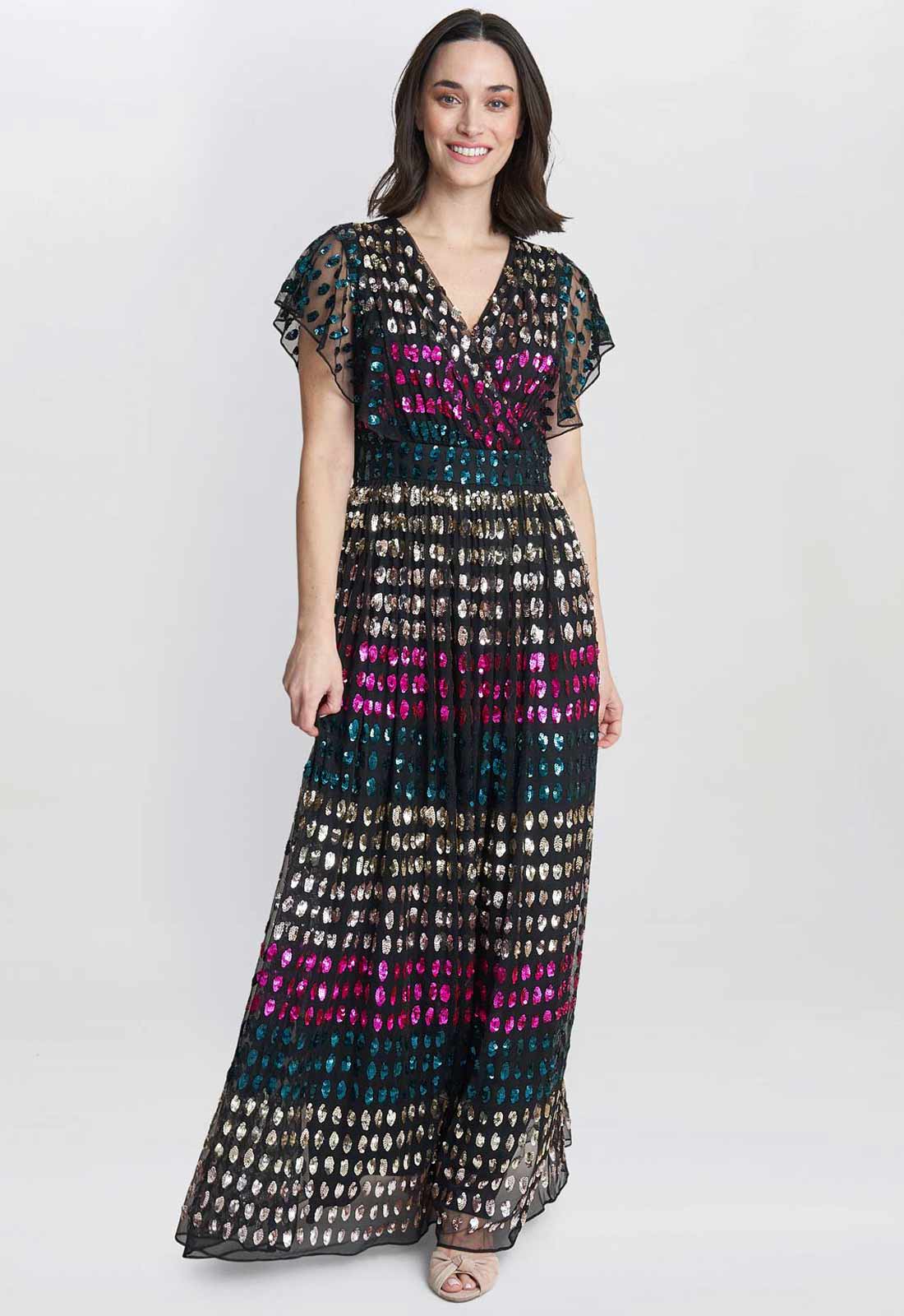 Gina Bacconi Multi Tiffany Multi Colour Sequin Dress